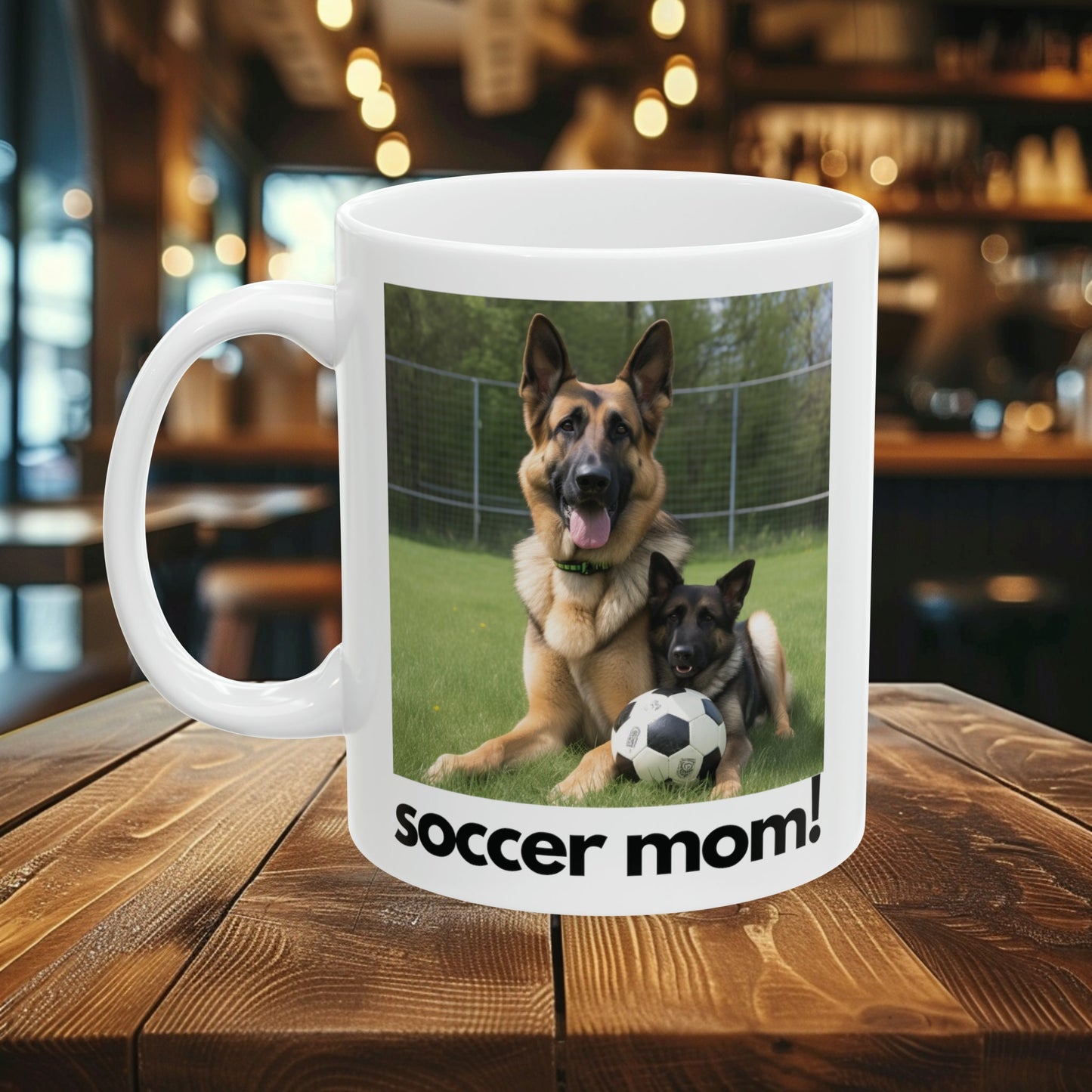 German Shepherd  with Soccer Mom | Ceramic Mug 11oz