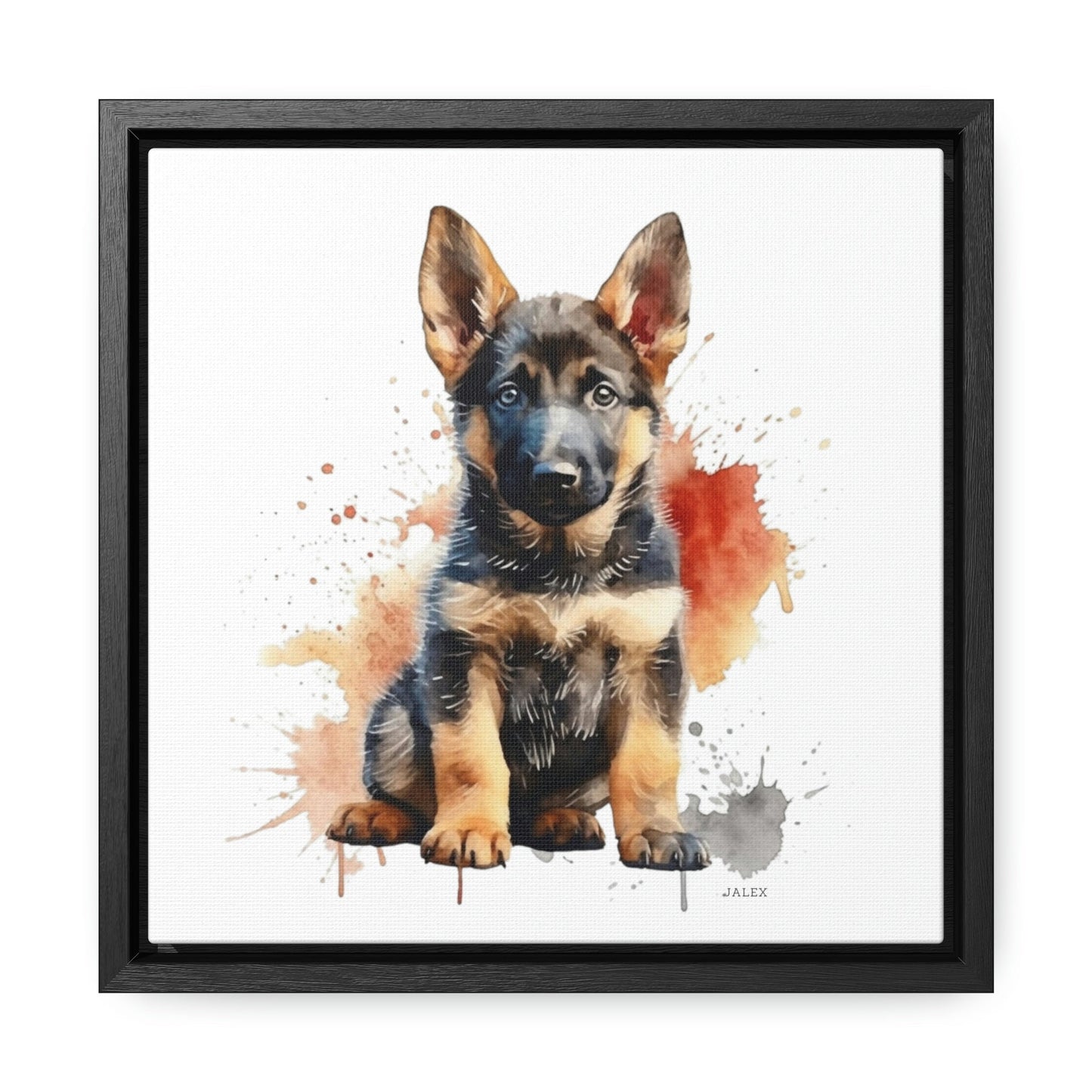 German Shepherd Puppy Nursery Wall Art Framed Canvas