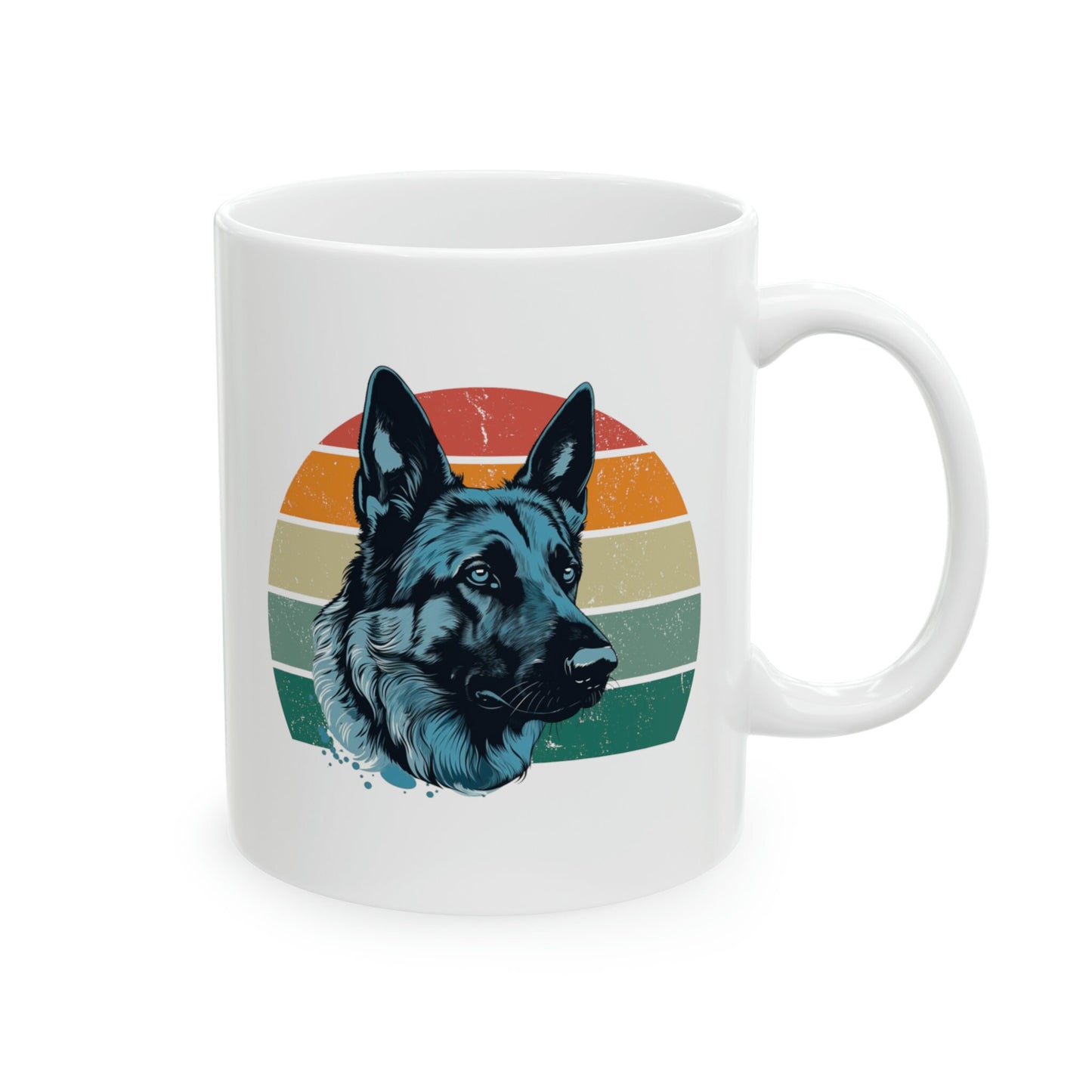 German Shepherd Blue Toned Retro Ceramic Mug 11oz