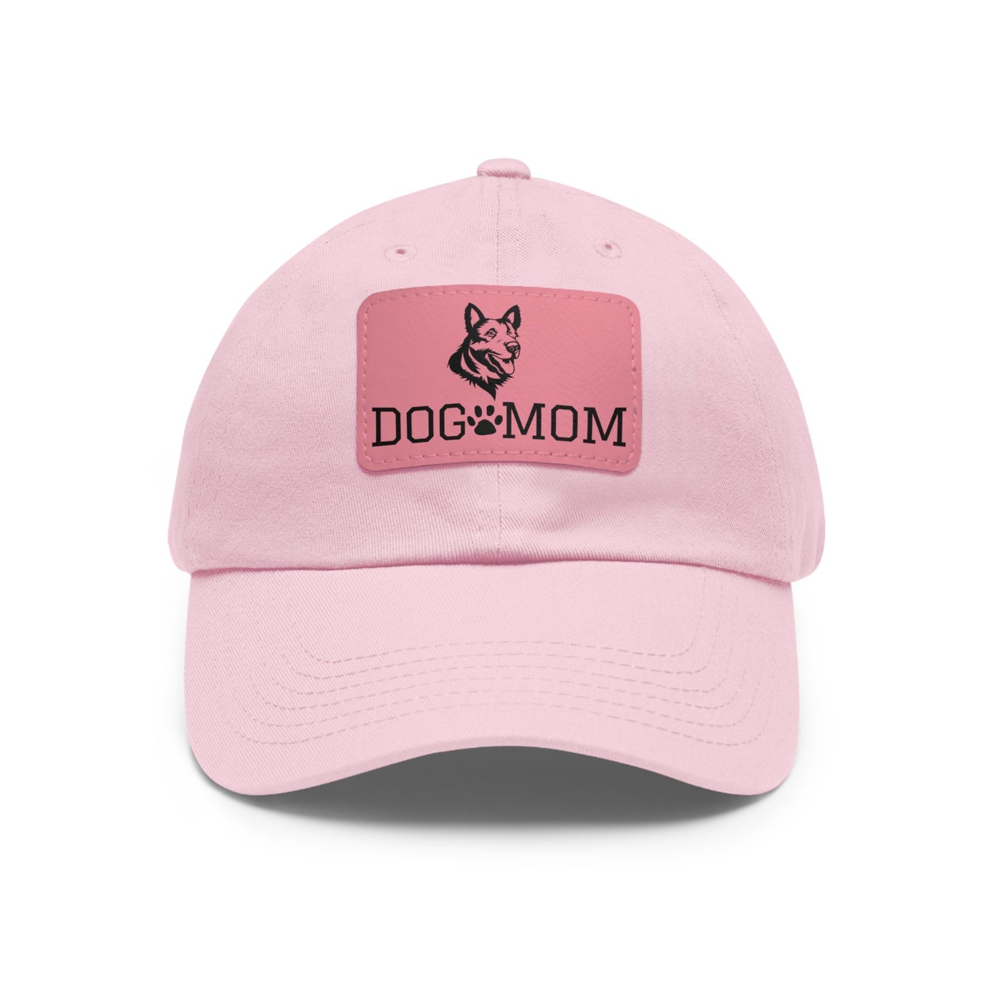 German Shepherd "Dog Mom" with Paw Print | Dad Hat with Leather Patch (Rectangle)