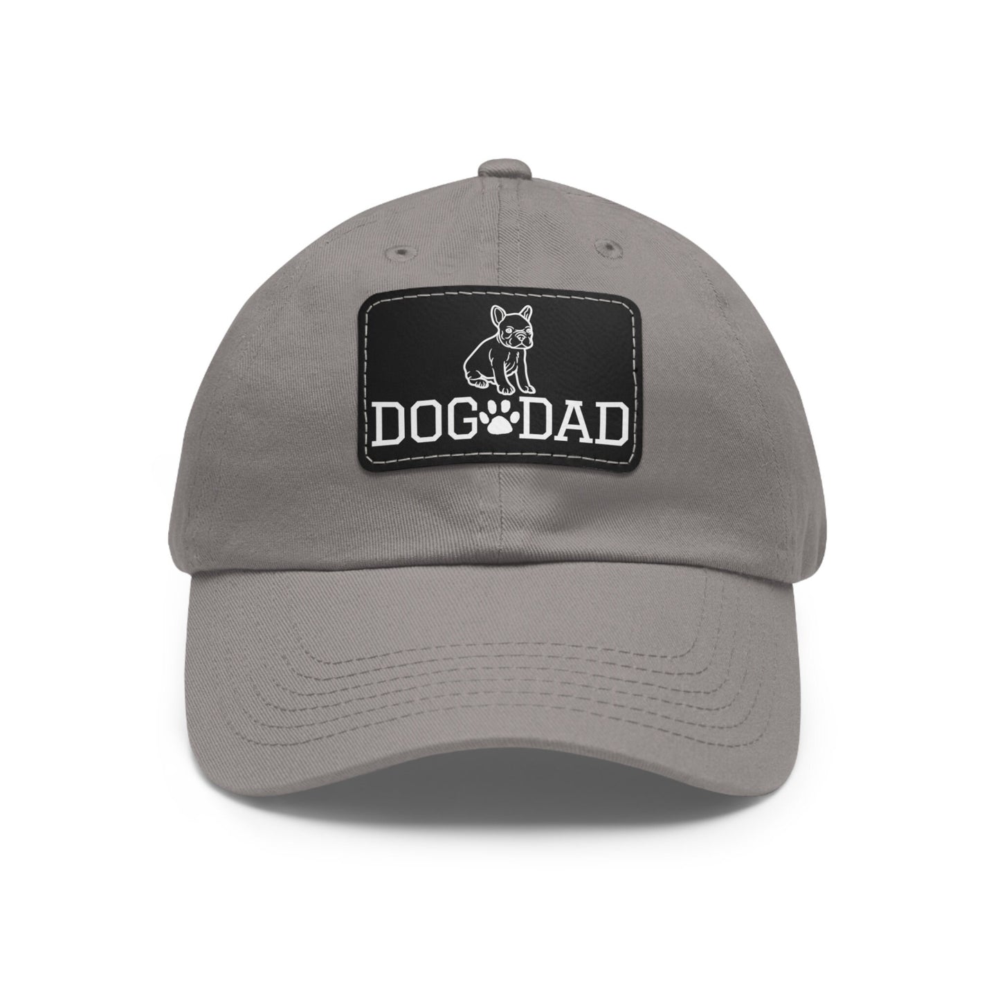 French Bulldog "Dog Dad" with Paw Print | Dad Hat with Leather Patch (Rectangle)