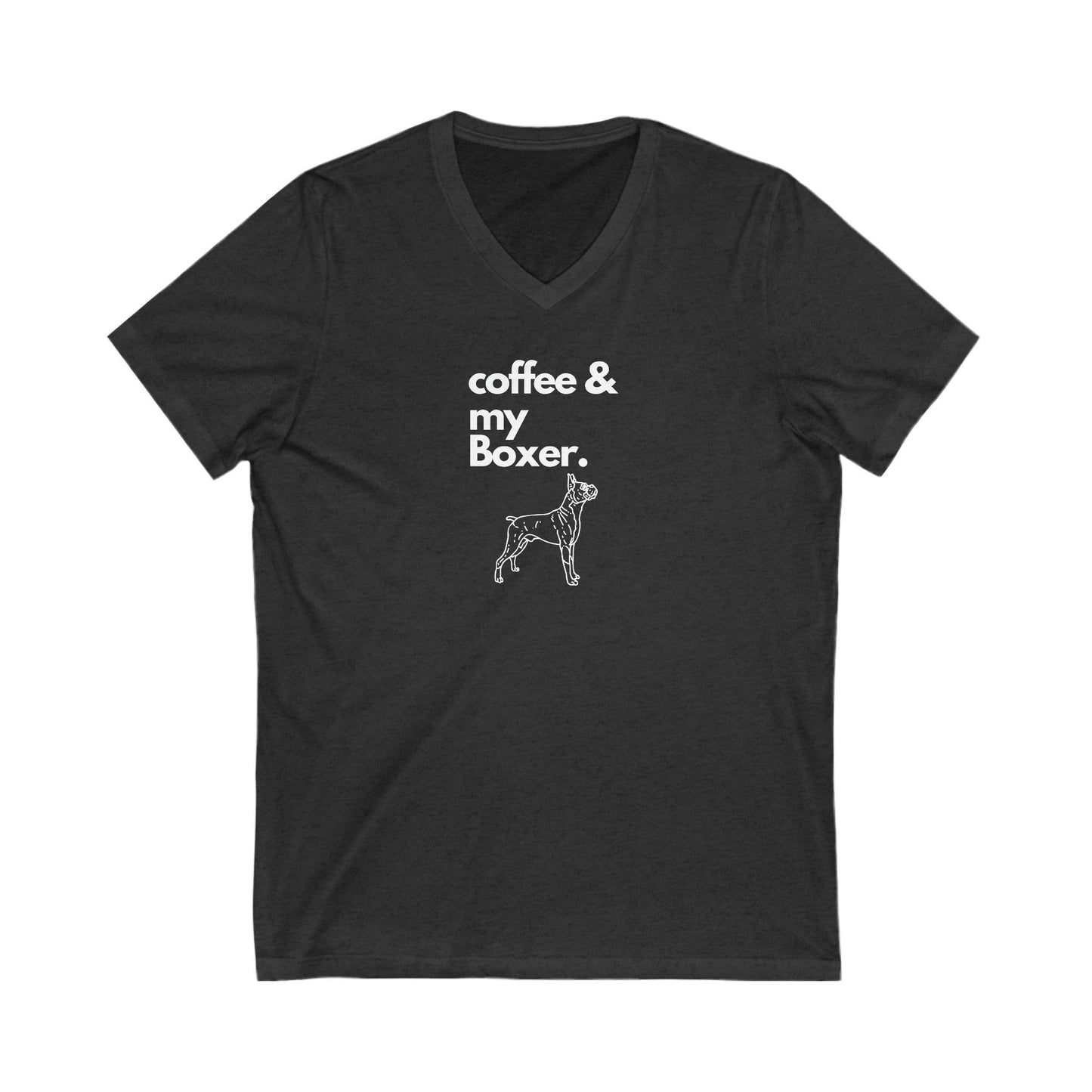 Coffee & My Boxer Abstract Silhouette Unisex Jersey Short Sleeve V-Neck Tee