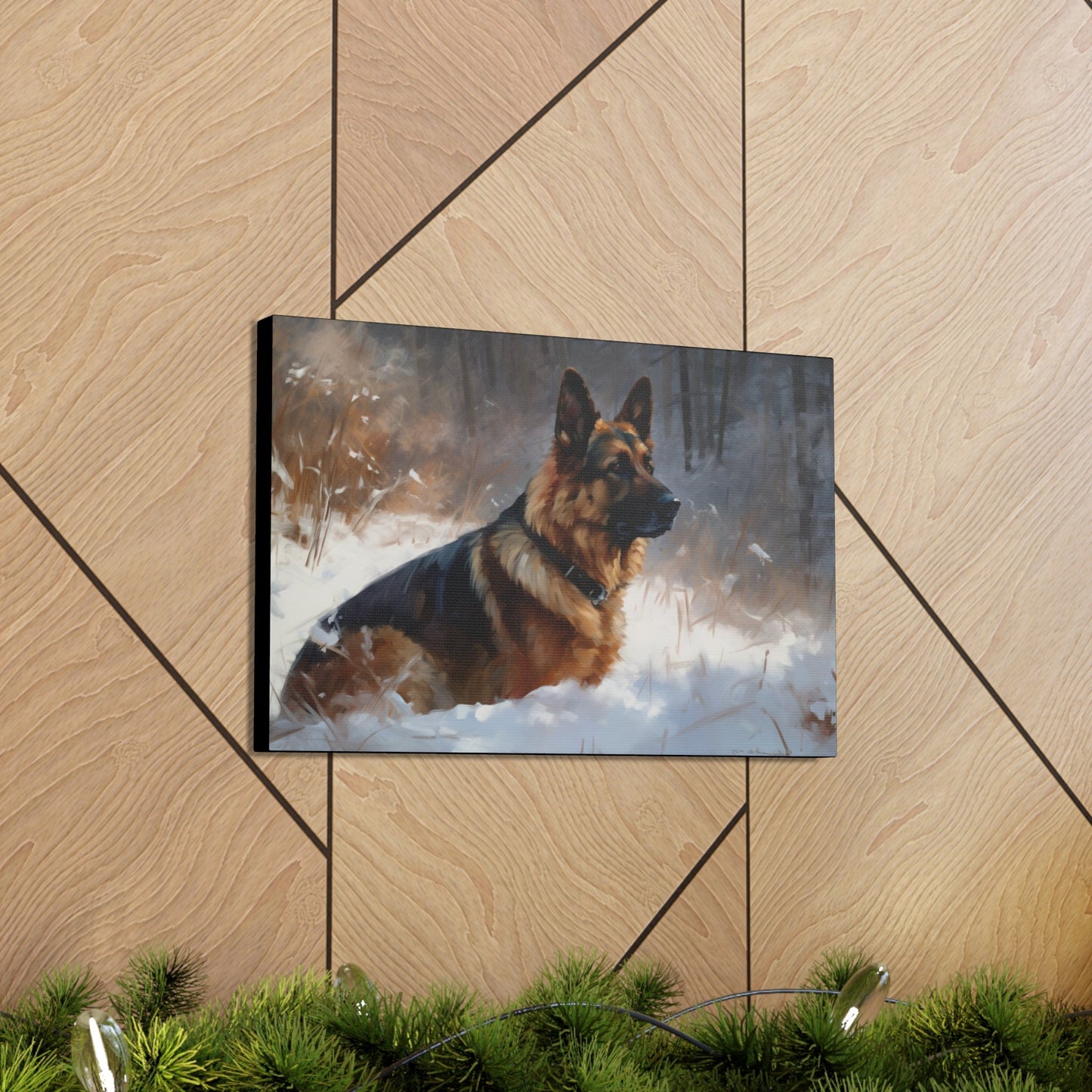 German Shepherd in the Snow | Canvas Gallery Wrap