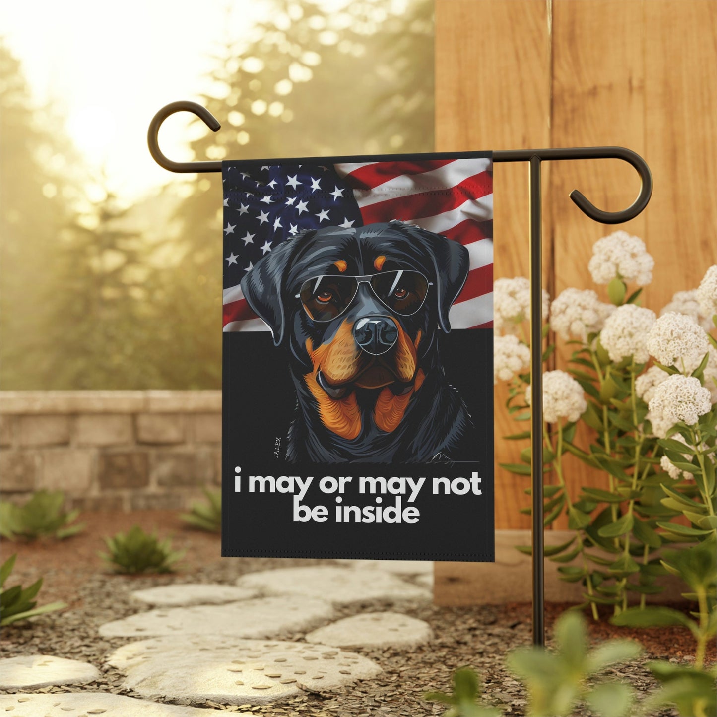 Rottweiler Flag, Garden Flag, I May or May Not Be Inside, Patriotic, USA, United States, American, House Flag, Banner, Printed Both Sides