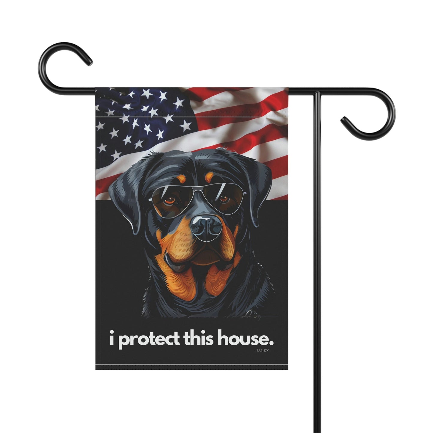 Rottweiler Flag, Garden Flag, I Protect This House, Patriotic, USA, United States, American, House Flag, Banner, Printed Both Sides