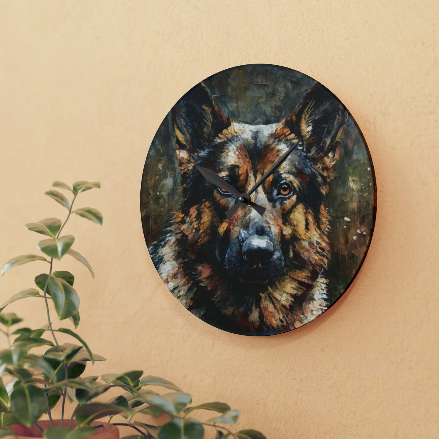 German Shepherd Majestic Painting | Gifts for Dog Owners | Acrylic Wall Clock