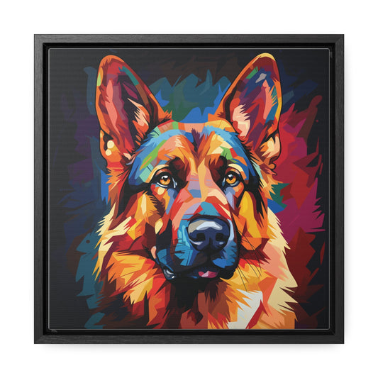 German Shepherd Portrait in Pop Art Style | Framed Canvas