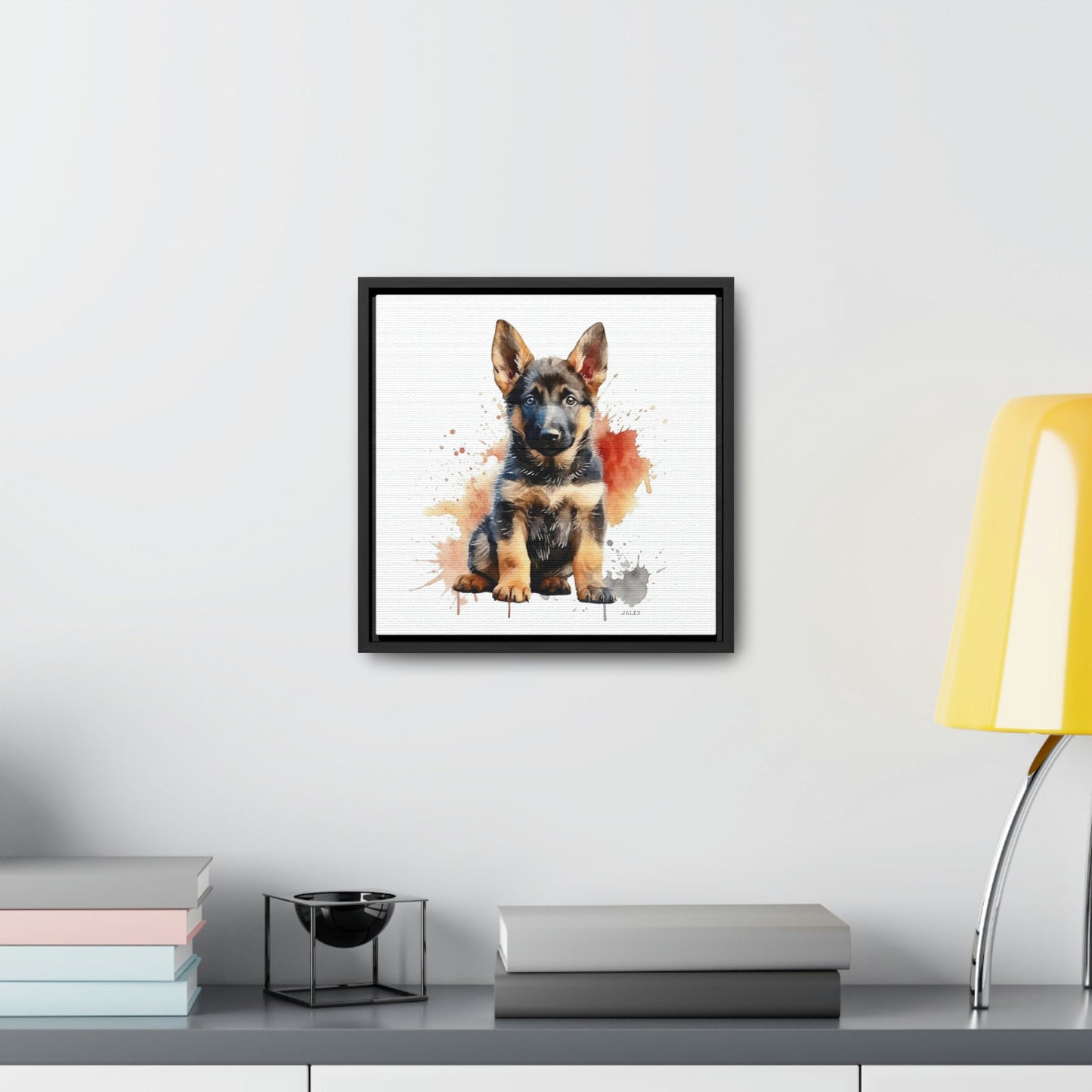 German Shepherd Puppy Nursery Wall Art Framed Canvas