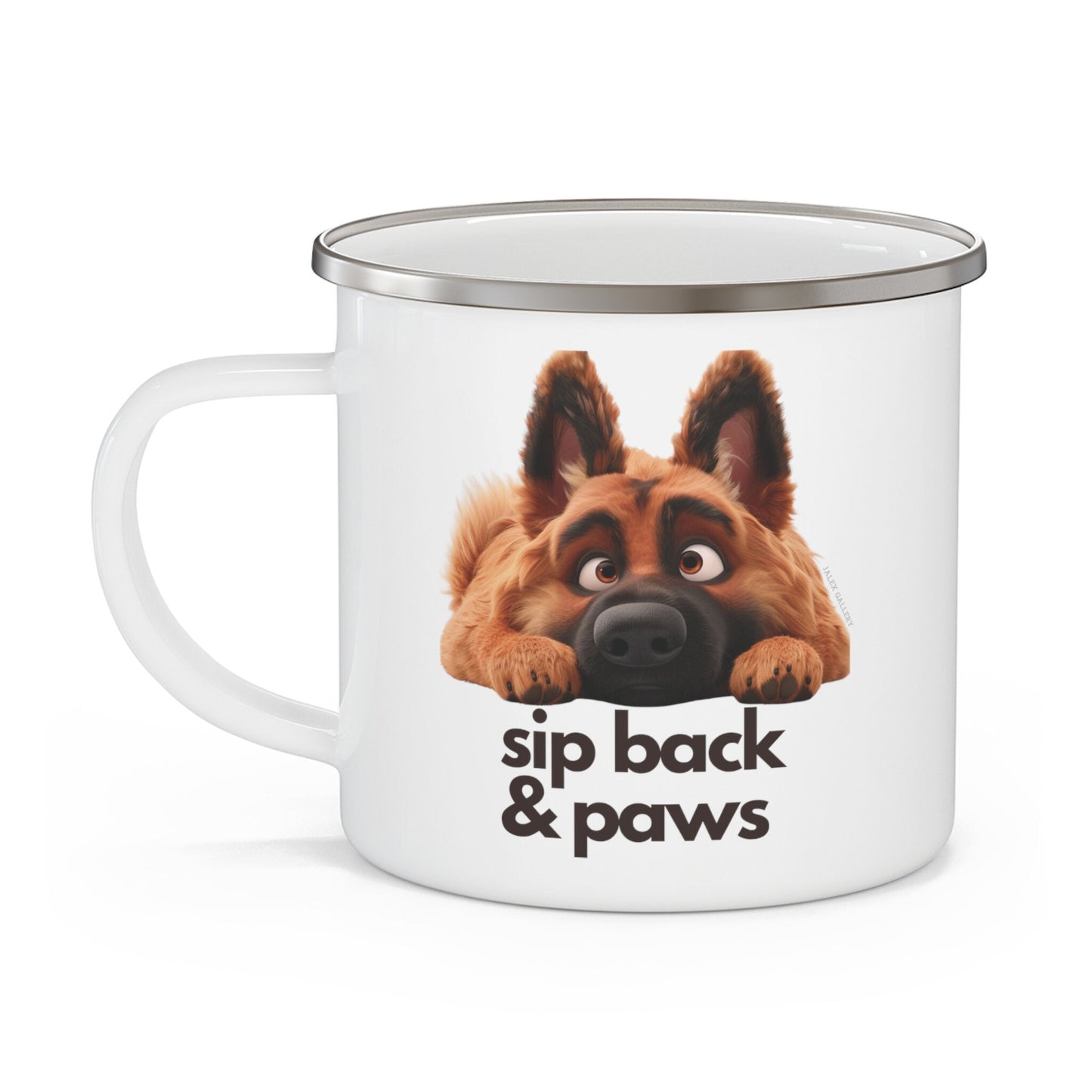 German Shepherd Cute Paws & Reflect Gift Dog Lover Enamel Camping Mug