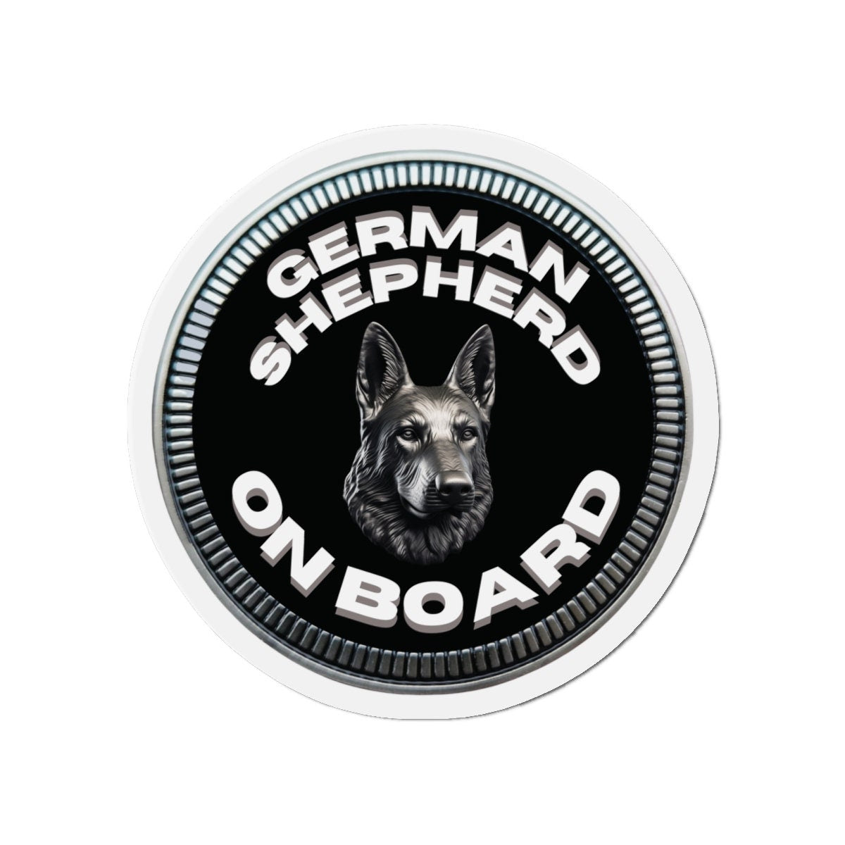 German Shepherd "ON BOARD" | BLACK | Metal Looking Badge | Die-Cut Magnet