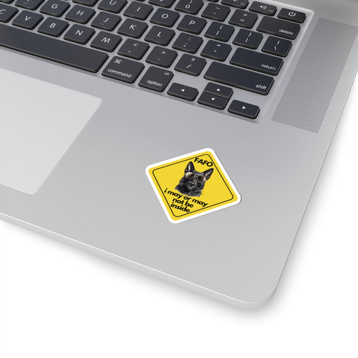 Custom Black German Shepherd "i may or may not be inside" Yellow Caution Style Sticker