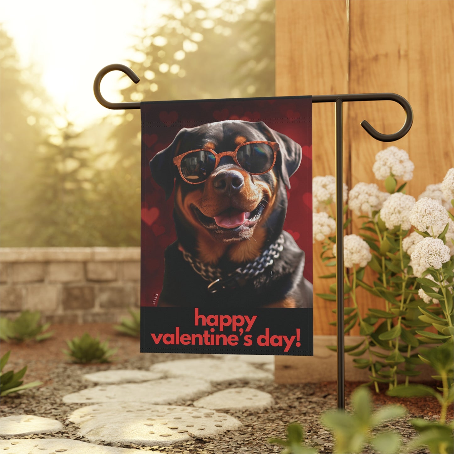 Rottweiler Flag, Garden Flag, Happy Valentine's Day, House Flag, Banner, Printed Both Sides