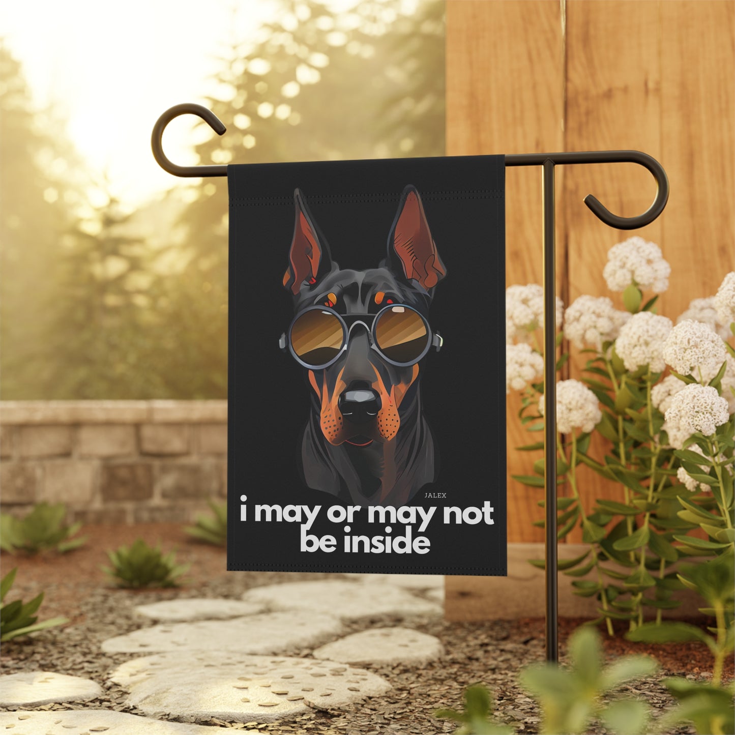 Black Doberman Flag, Garden Flag, I May or May Not Be Inside, House Flag, Banner, Printed Both Sides