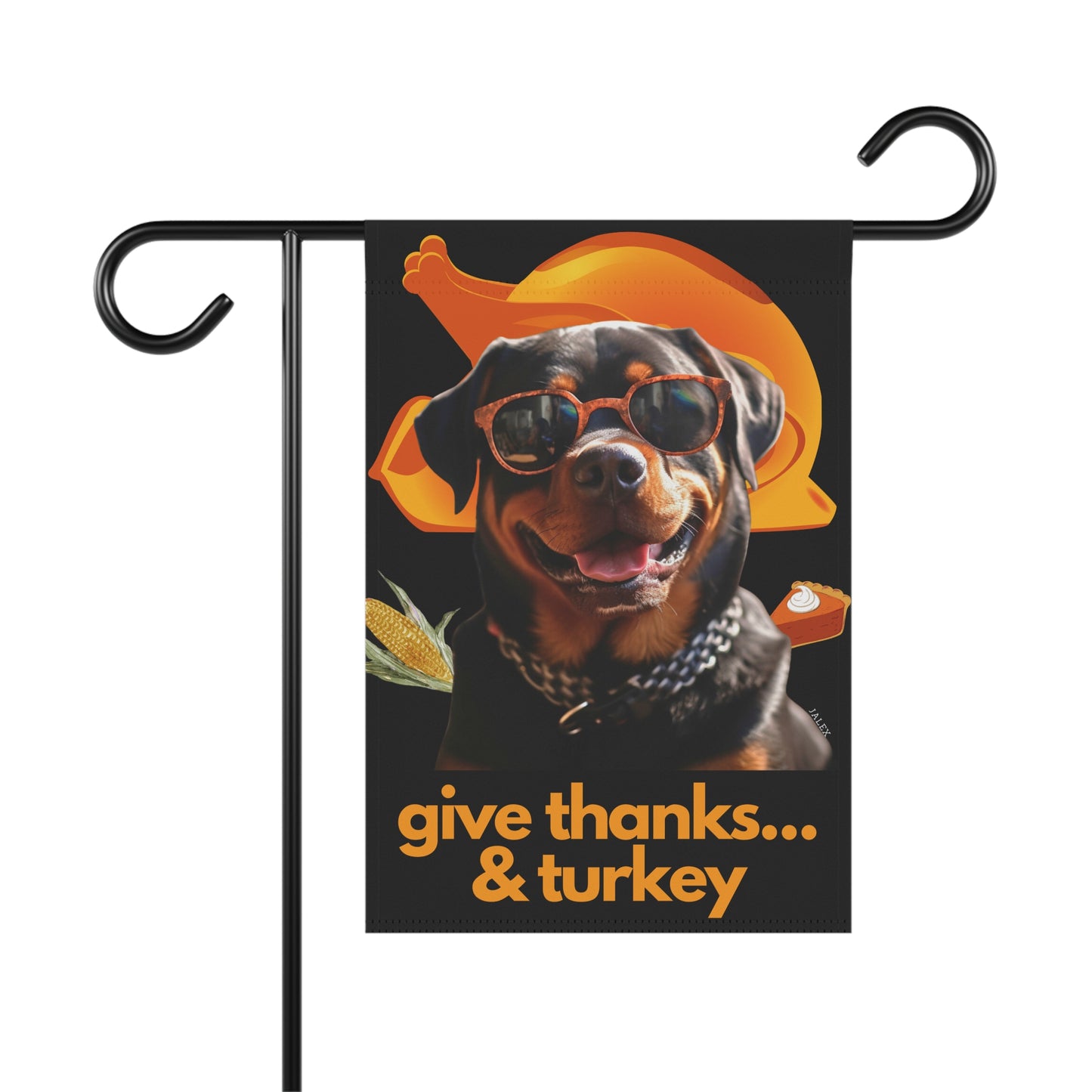 Rottweiler Flag, Garden Flag, Give Thanks & Turkey, House Flag, Banner, Printed Both Sides