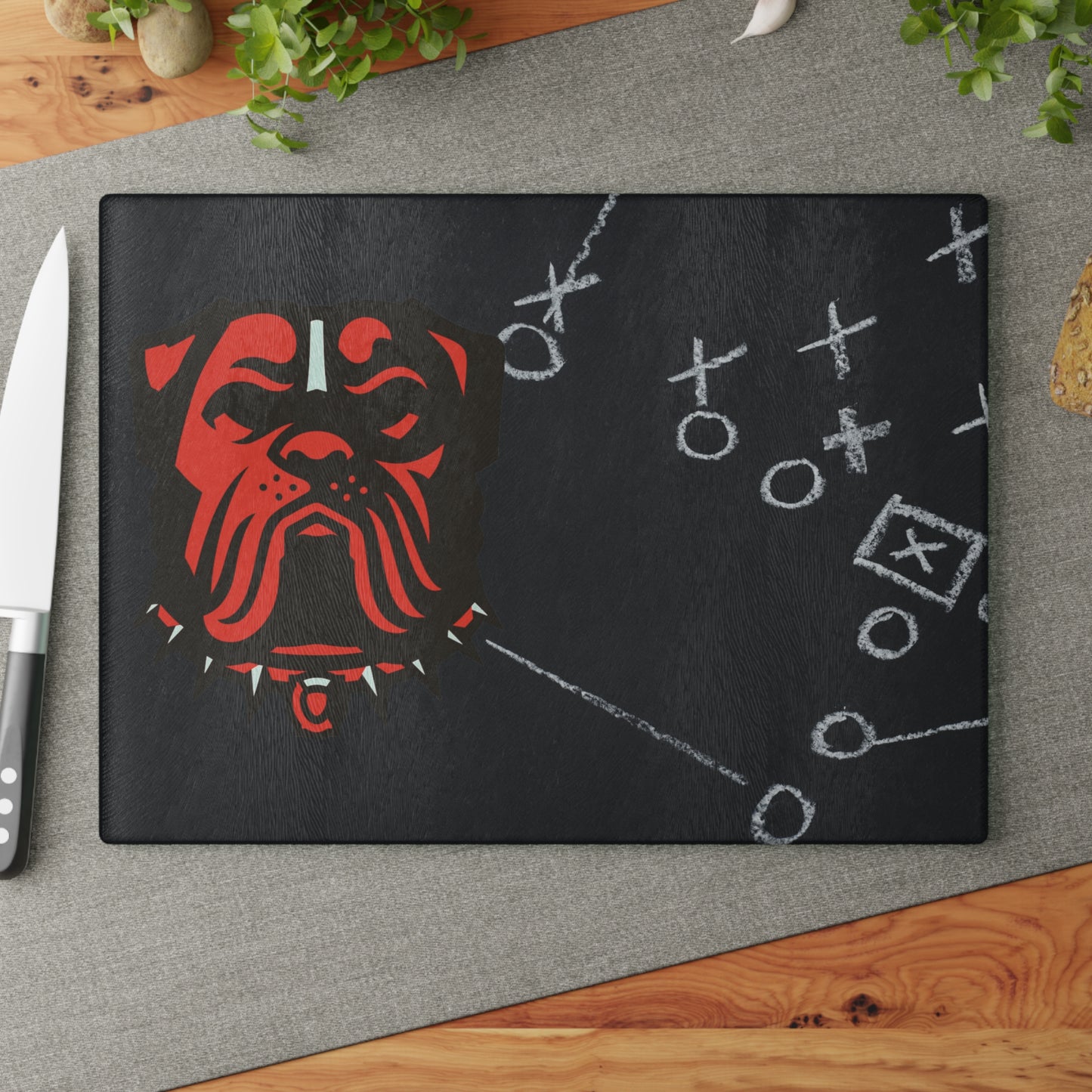 Game Time Football Black Chalkboard Plays | Cleveland Browns | Glass Cutting Board