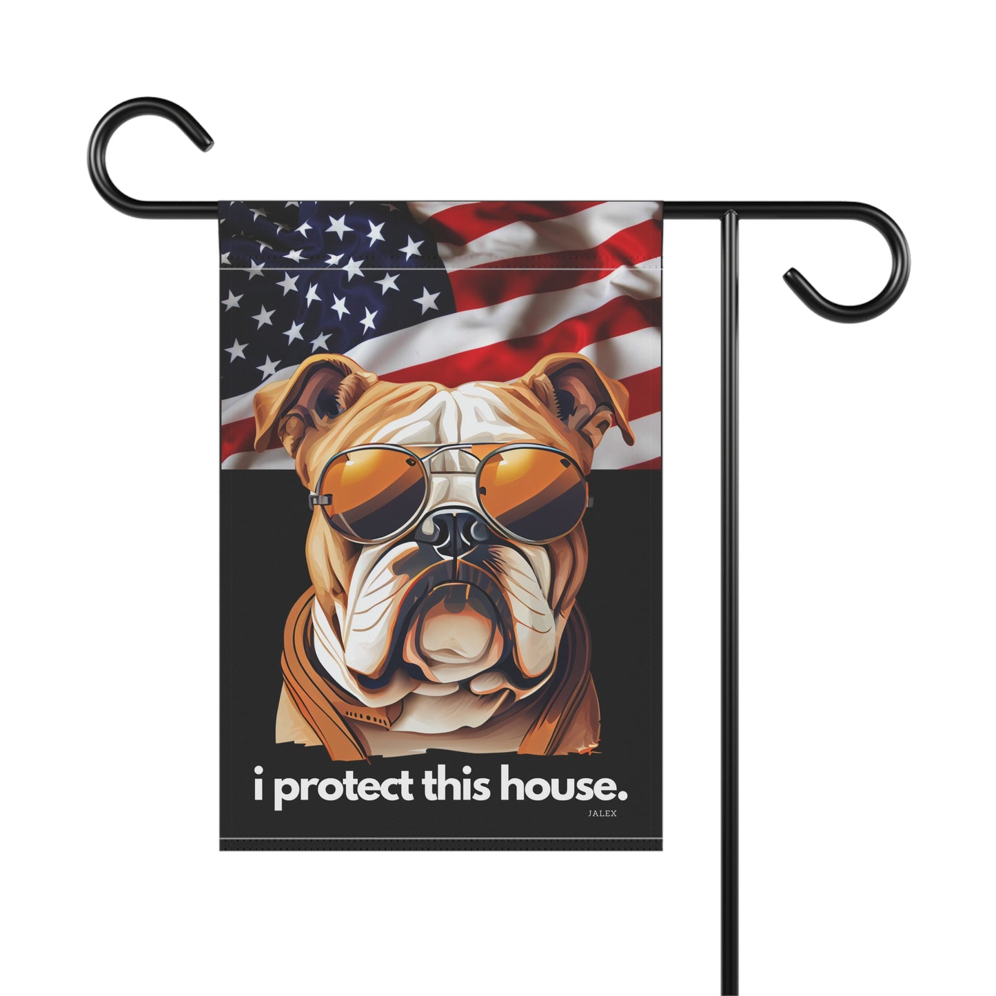 English Bulldog Flag, Garden Flag, I Protect This House, Patriotic, USA, United States, American, House Flag, Banner, Printed Both Sides