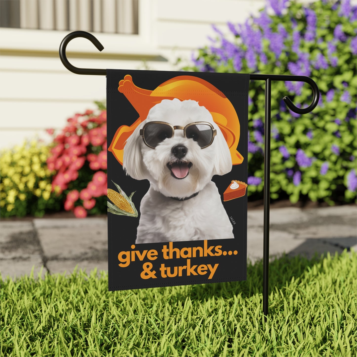 Maltese Flag, Garden Flag, Give Thanks & Turkey, House Flag, Banner, Printed Both Sides