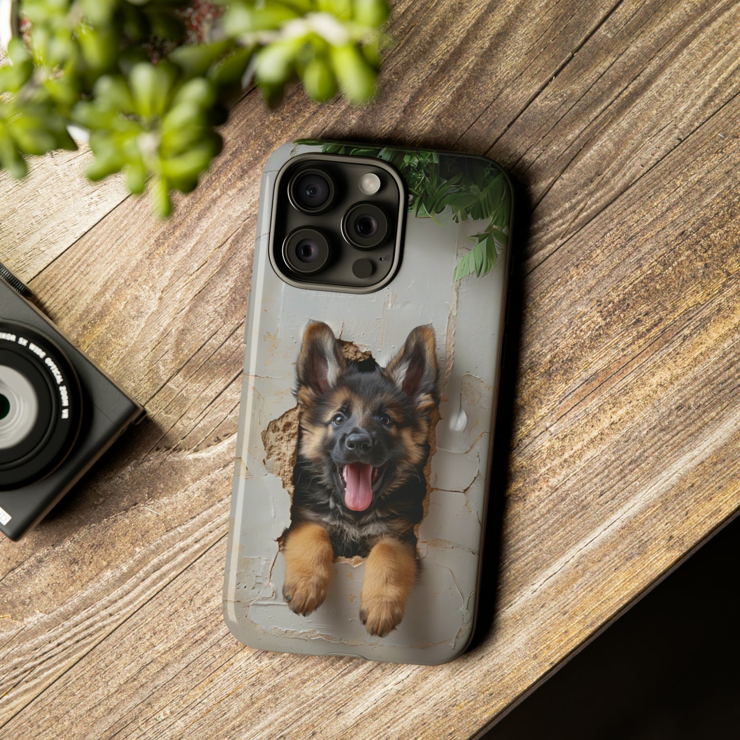 German Shepherd Puppy Breaking Wall | Light Colors | Tough Phone Cases