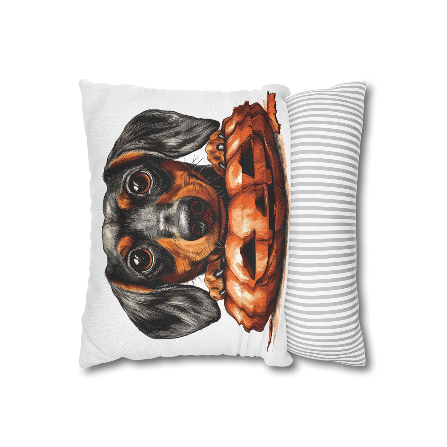 Cute Dachshund with Pumpkin | Spun Polyester Square Pillowcase