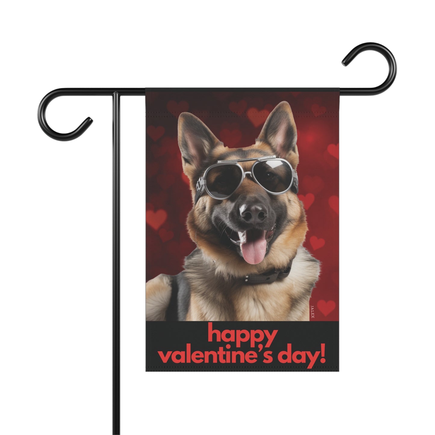 German Shepherd Flag, Garden Flag, Happy Valentine's Day, House Flag, Banner, Printed Both Sides