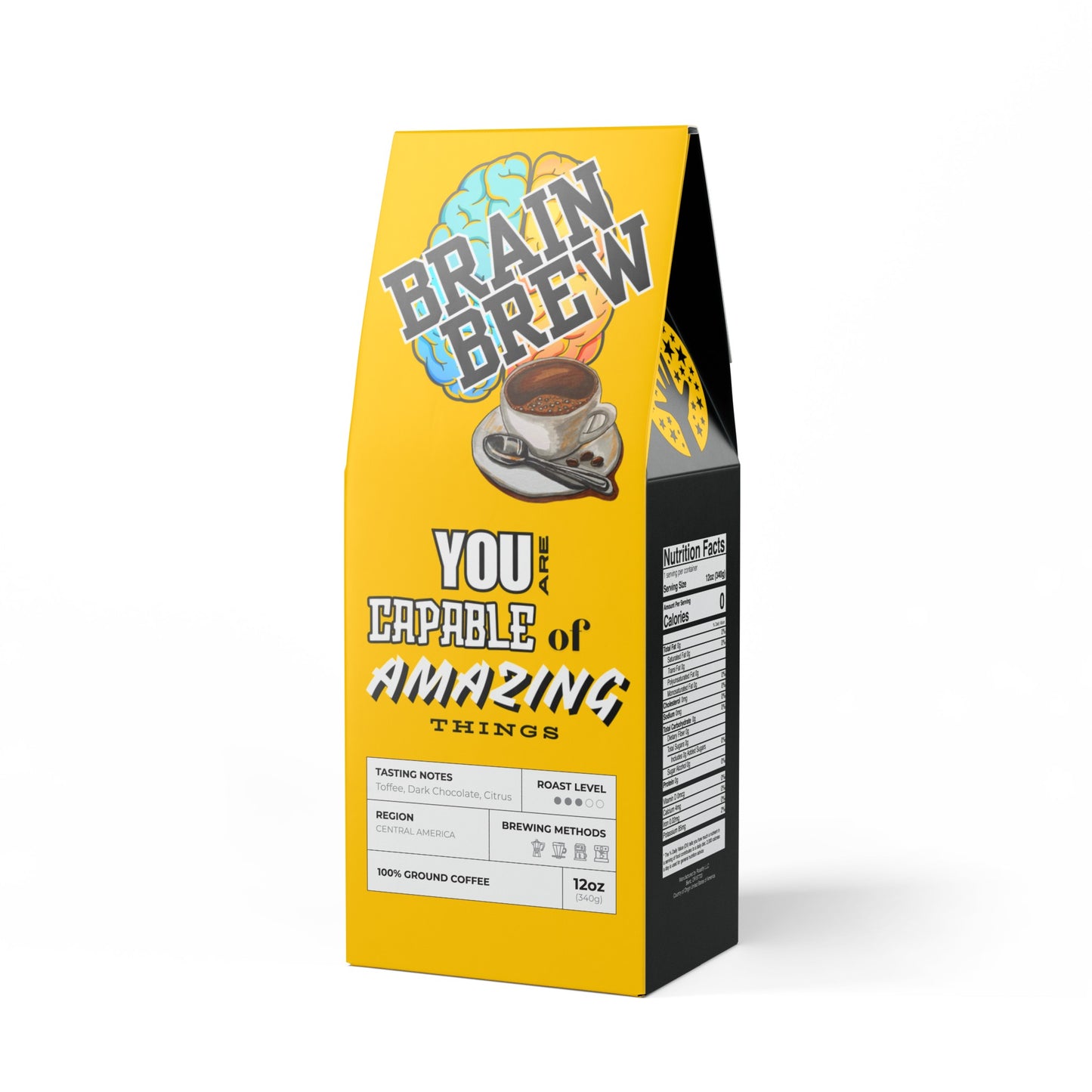 Brain Brew College Coffee | Gold & Black | Rock Creek Coffee Blend (Medium Roast)