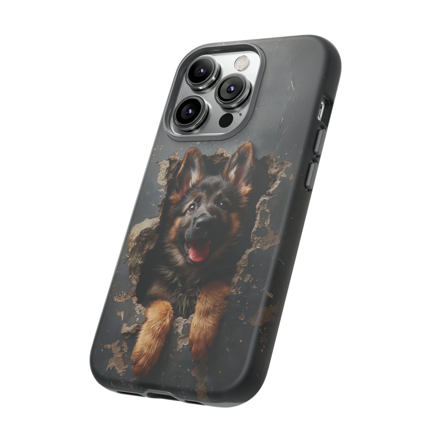 German Shepherd Puppy Breaking Wall | Dark Colors | Tough Phone Cases