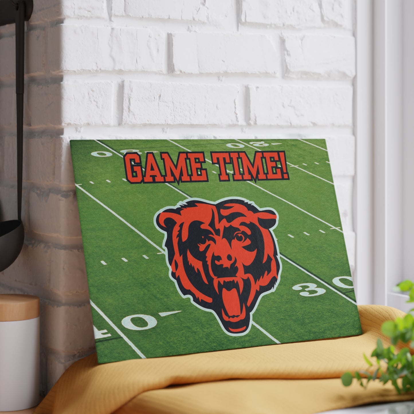 Game Time Football Field Green | Chicago Bears | Glass Cutting Board