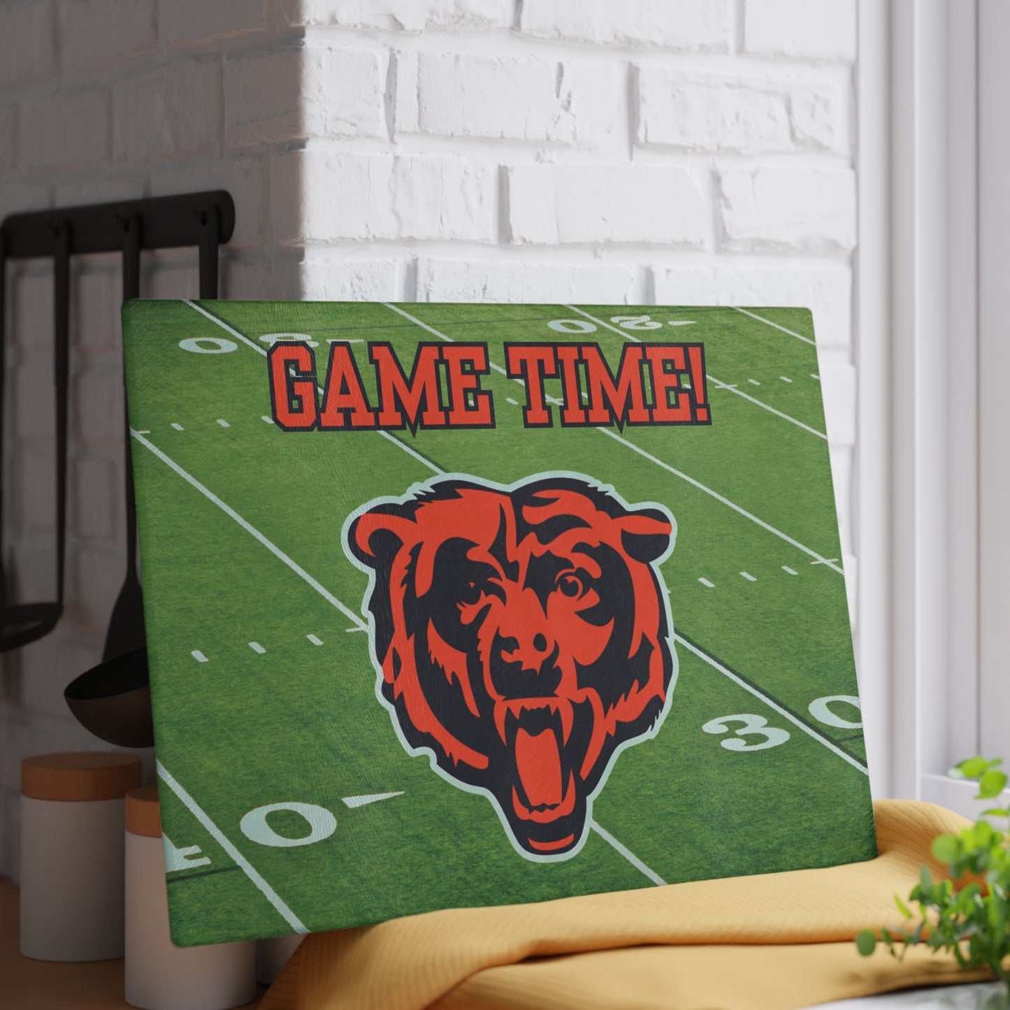 Game Time Football Field Green | Chicago Bears | Glass Cutting Board