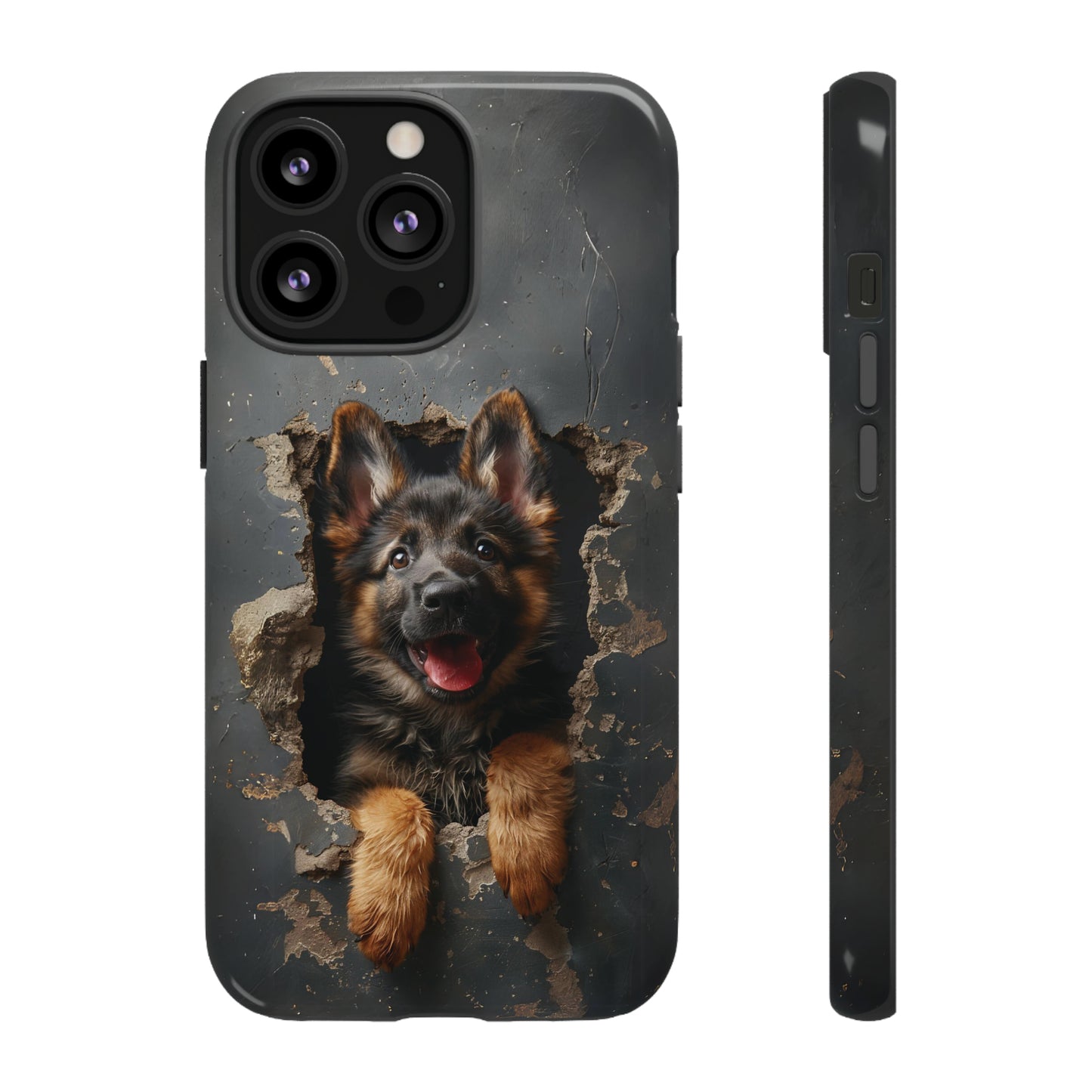 German Shepherd Puppy Breaking Wall | Dark Colors | Tough Phone Cases