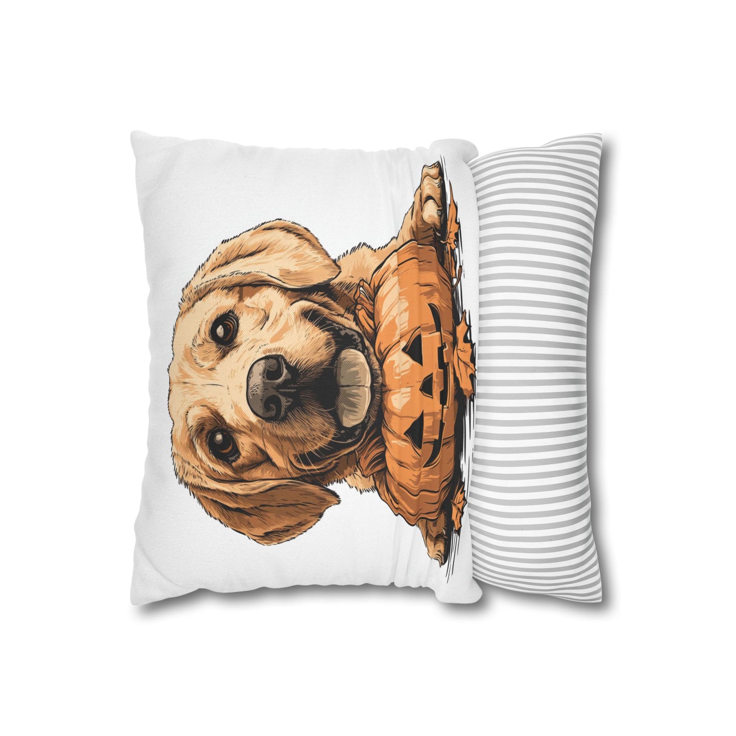 Cute Labrador with Pumpkin | Spun Polyester Square Pillowcase