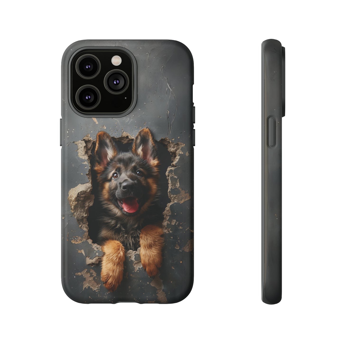 German Shepherd Puppy Breaking Wall | Dark Colors | Tough Phone Cases