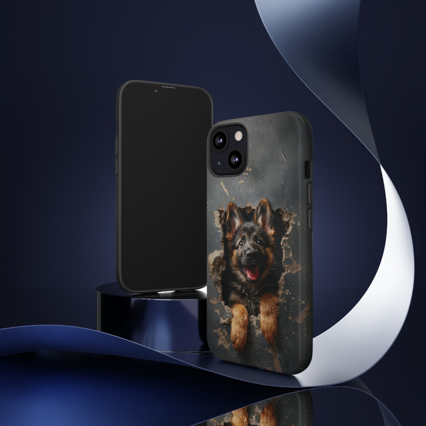 German Shepherd Puppy Breaking Wall | Dark Colors | Tough Phone Cases