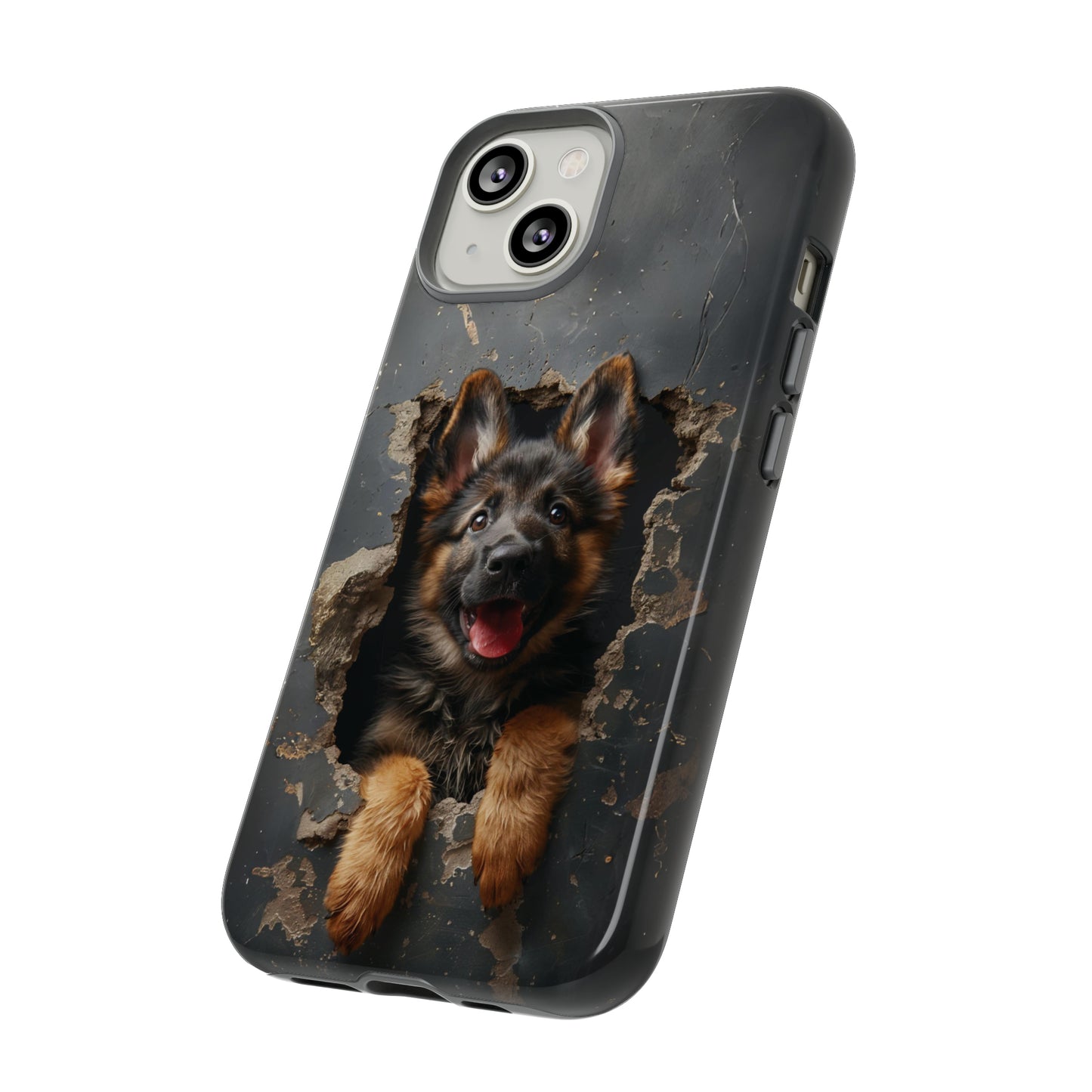 German Shepherd Puppy Breaking Wall | Dark Colors | Tough Phone Cases