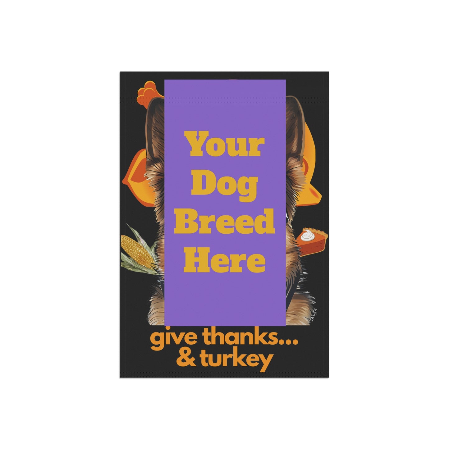 CUSTOM Dog Flag, Garden Flag, Give Thanks & Turkey, House Flag, Banner, Printed Both Sides