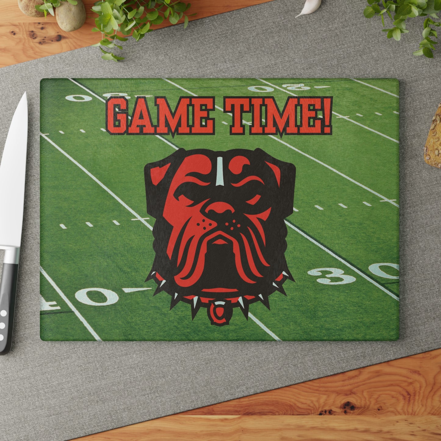 Game Time Football Field Green | Cleveland Browns | Glass Cutting Board