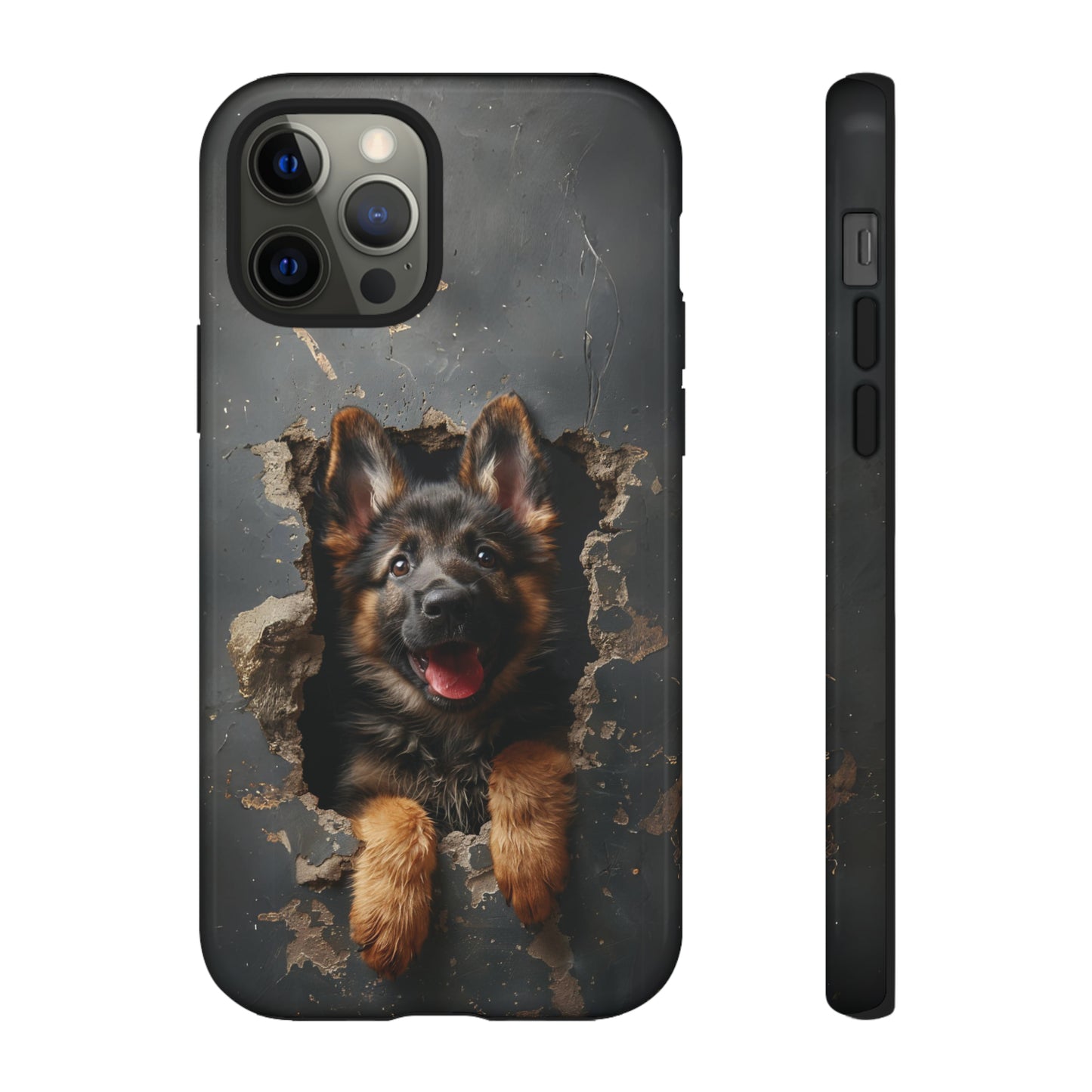 German Shepherd Puppy Breaking Wall | Dark Colors | Tough Phone Cases