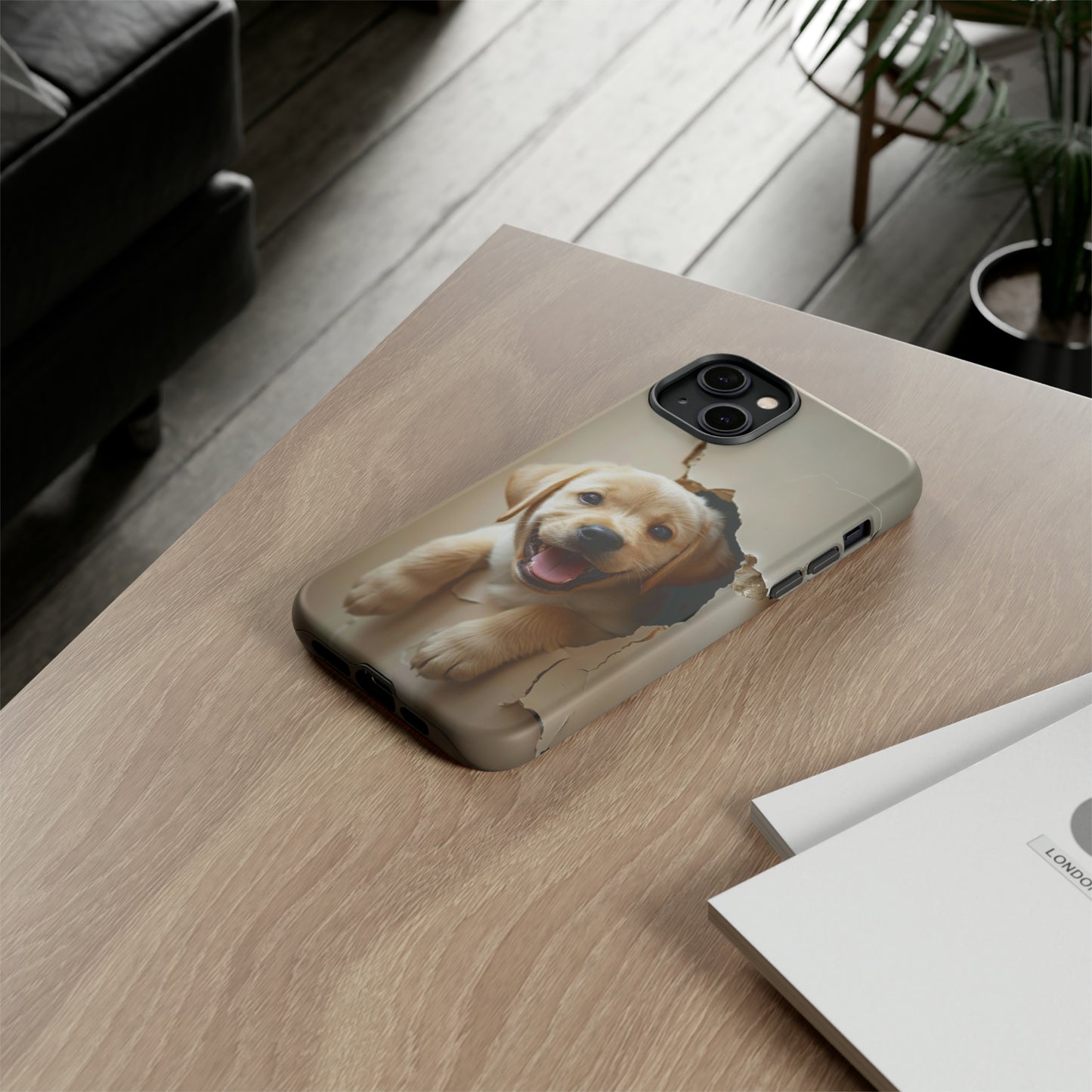 Yellow Labrador Puppy Breaking Wall | Tough Phone Cases