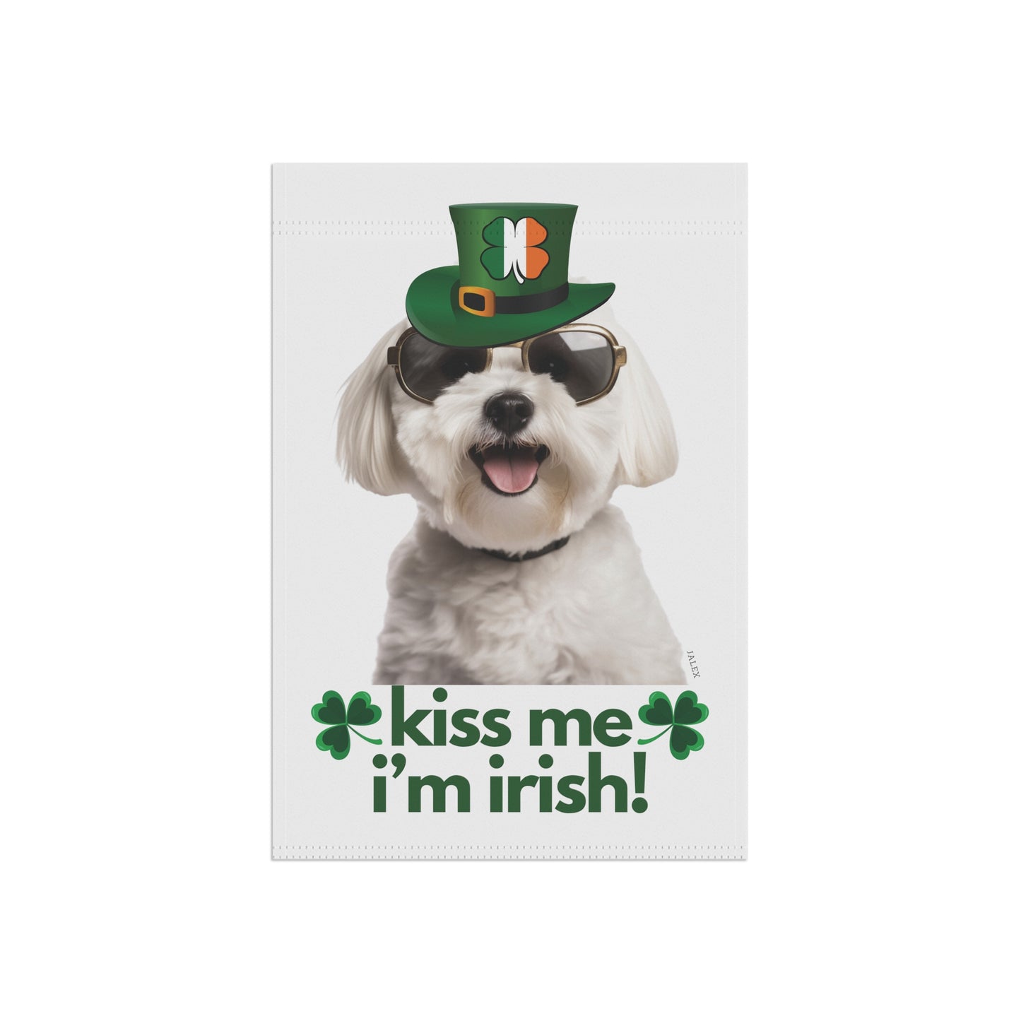 Maltese Flag, Garden Flag, Kiss Me I'm Irish!, House Flag, Banner, Printed Both Sides, Gift, Dog Lover, St. Patrick's Day