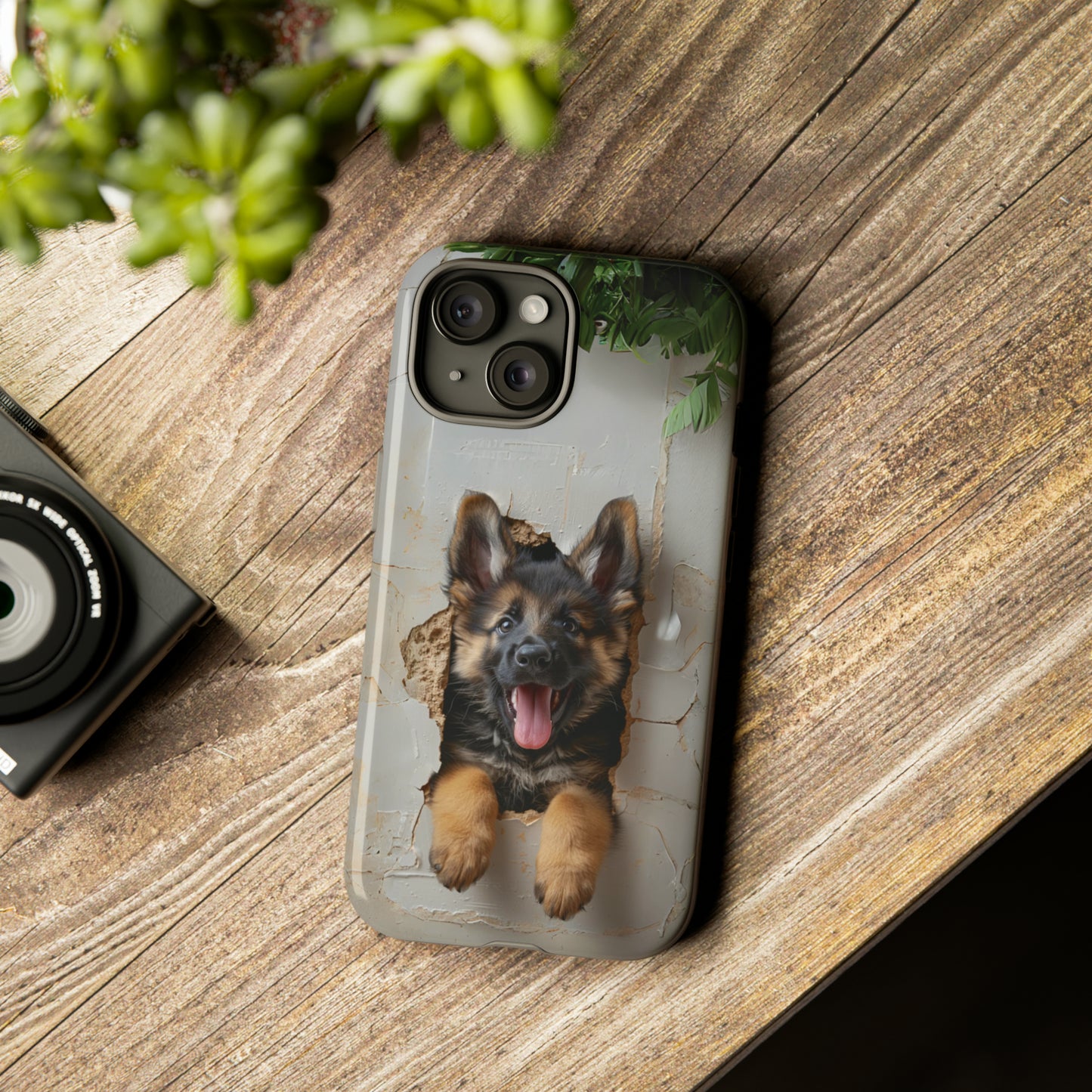 German Shepherd Puppy Breaking Wall | Light Colors | Tough Phone Cases