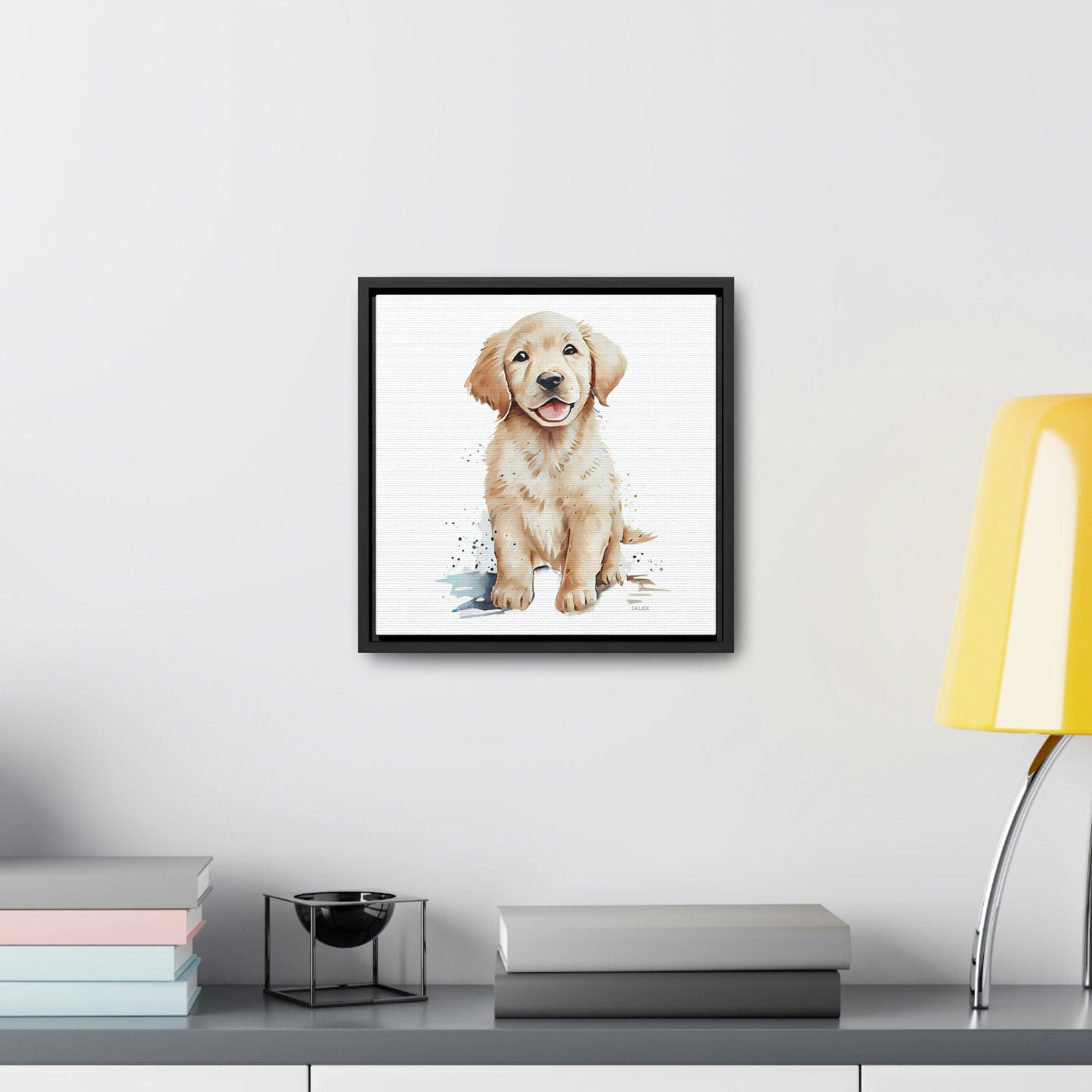 Golden Retriever Puppy Nursery Wall Art Framed Canvas