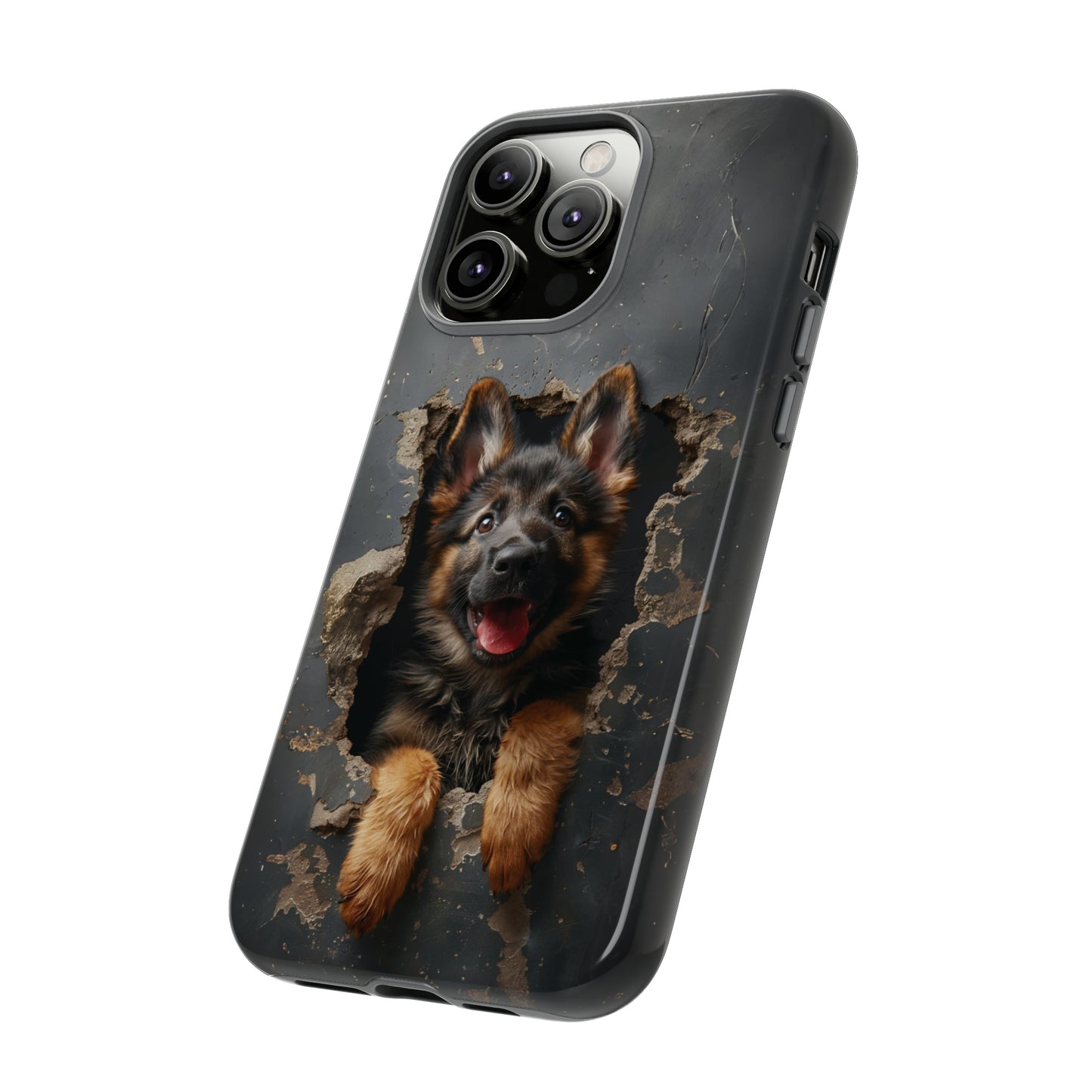 German Shepherd Puppy Breaking Wall | Dark Colors | Tough Phone Cases