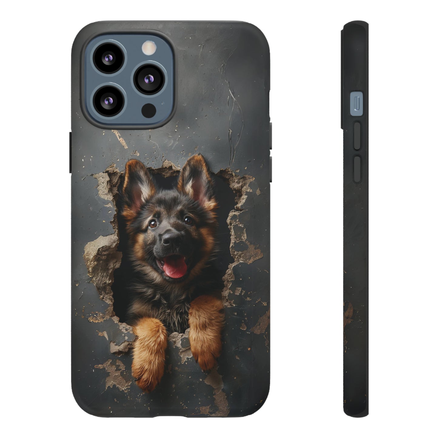 German Shepherd Puppy Breaking Wall | Dark Colors | Tough Phone Cases