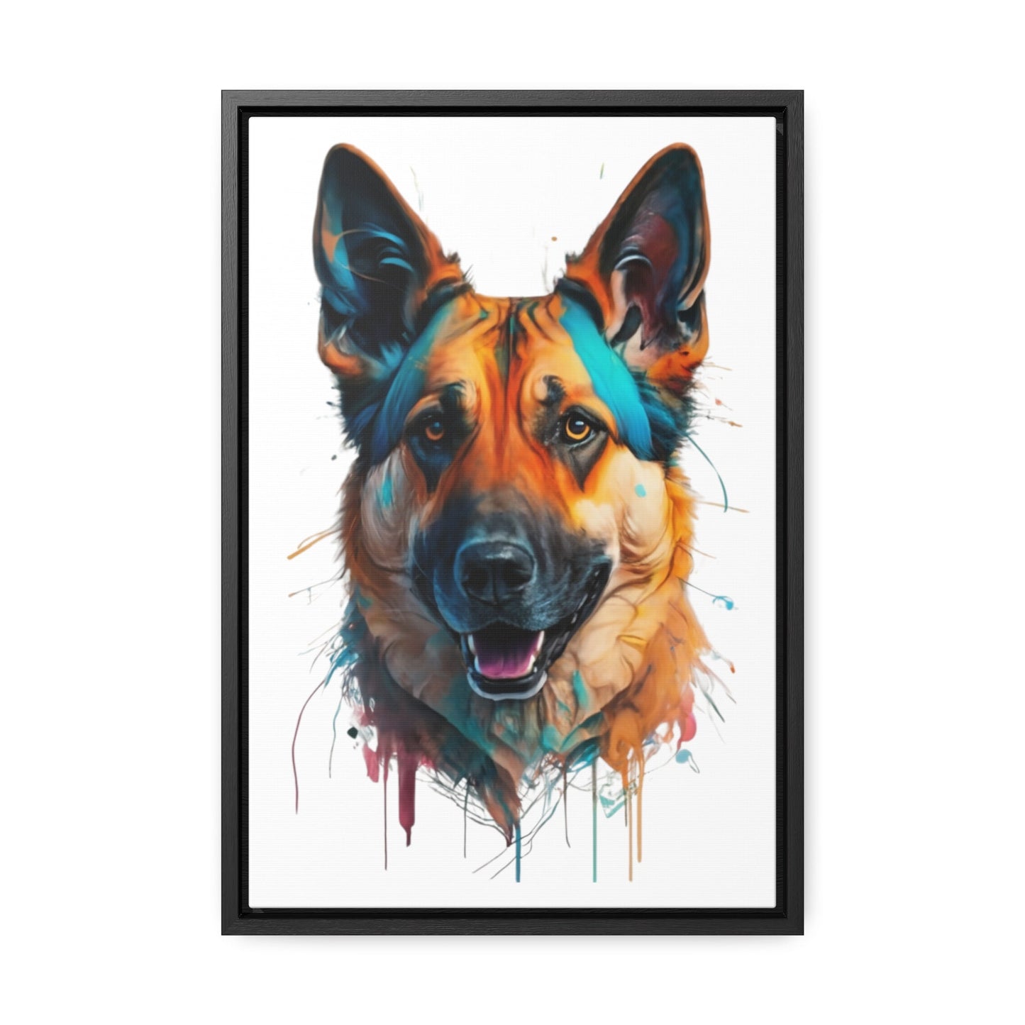 German Shepherd Watercolor Canvas Wrap, Wood Frame