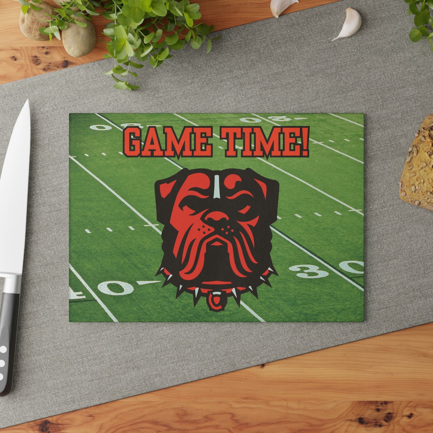 Game Time Football Field Green | Cleveland Browns | Glass Cutting Board