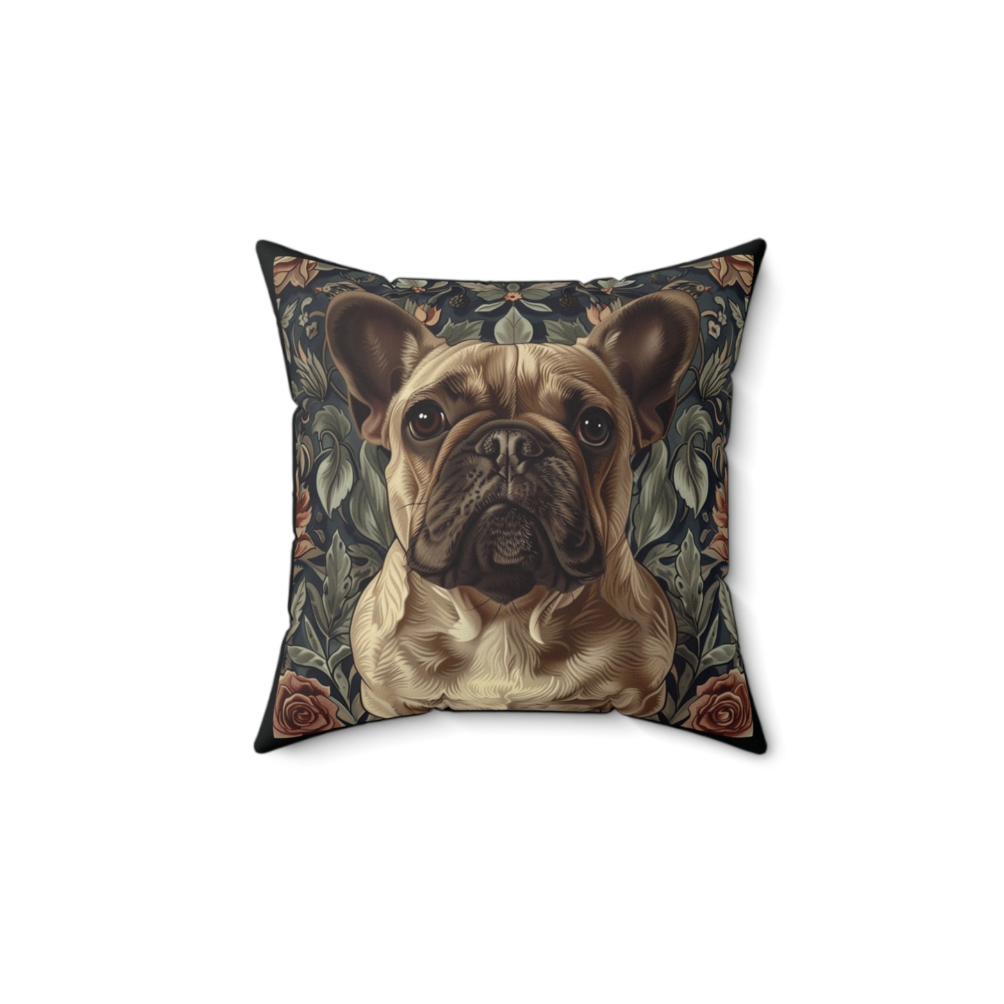 French Bulldog Fawn-Colored William Morris Style Gift Dog Lover Spun Polyester Square Pillow