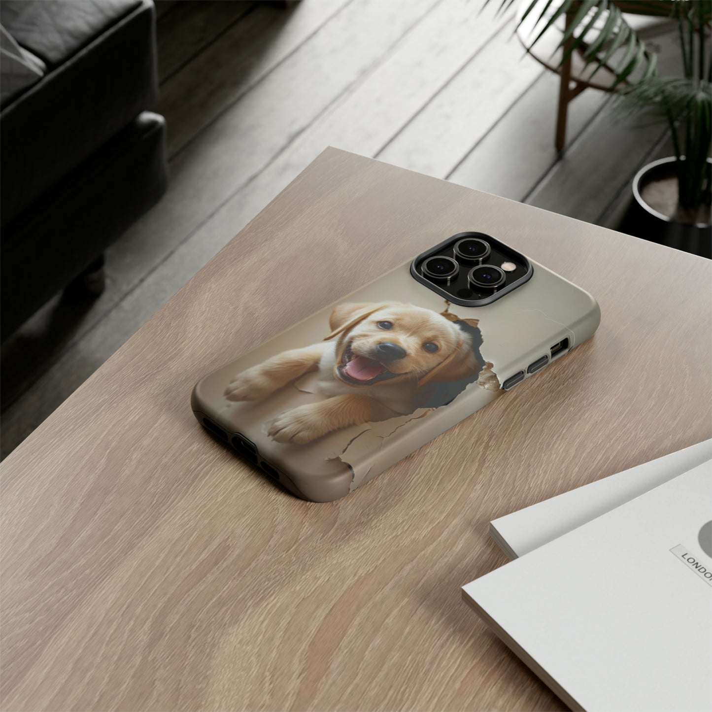 Yellow Labrador Puppy Breaking Wall | Tough Phone Cases