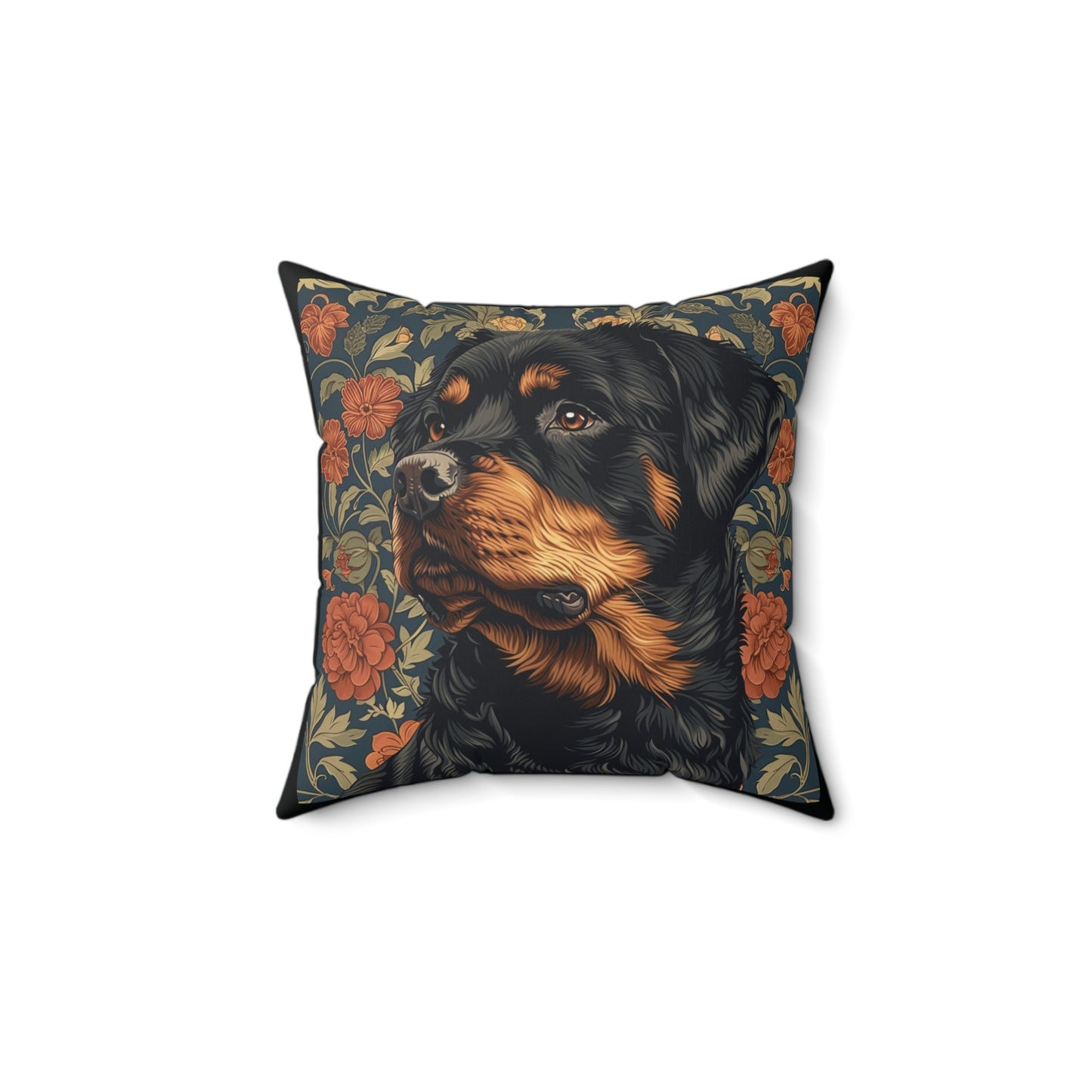 Rottweiler William Morris Style Gift Dog Lover Spun Polyester Square Pillow