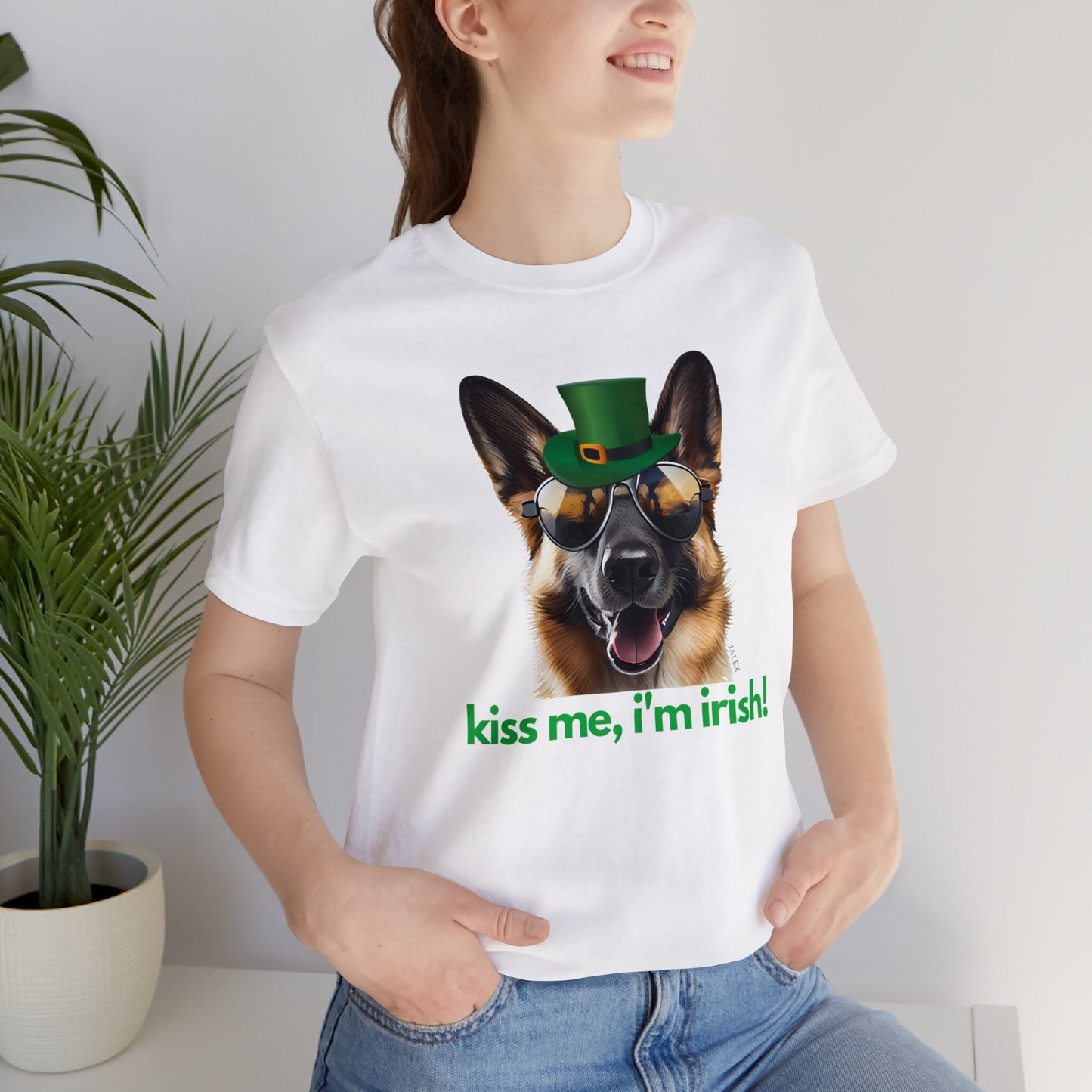 GSD kiss me im irish green letters Unisex Heavy Cotton Tee