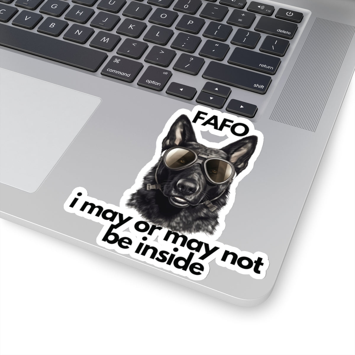 Custom Black German Shepherd "i may or may not be inside" Sticker