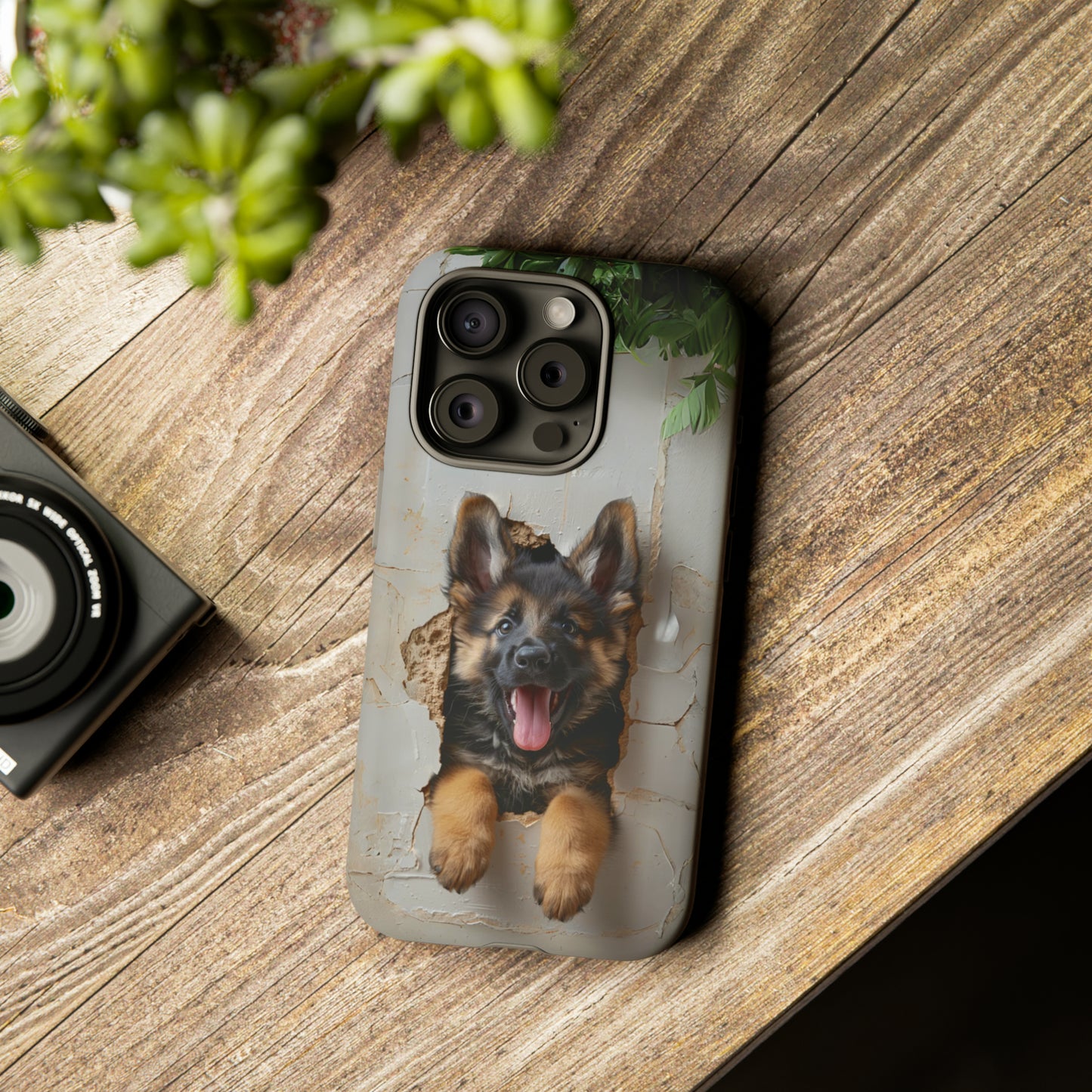 German Shepherd Puppy Breaking Wall | Light Colors | Tough Phone Cases